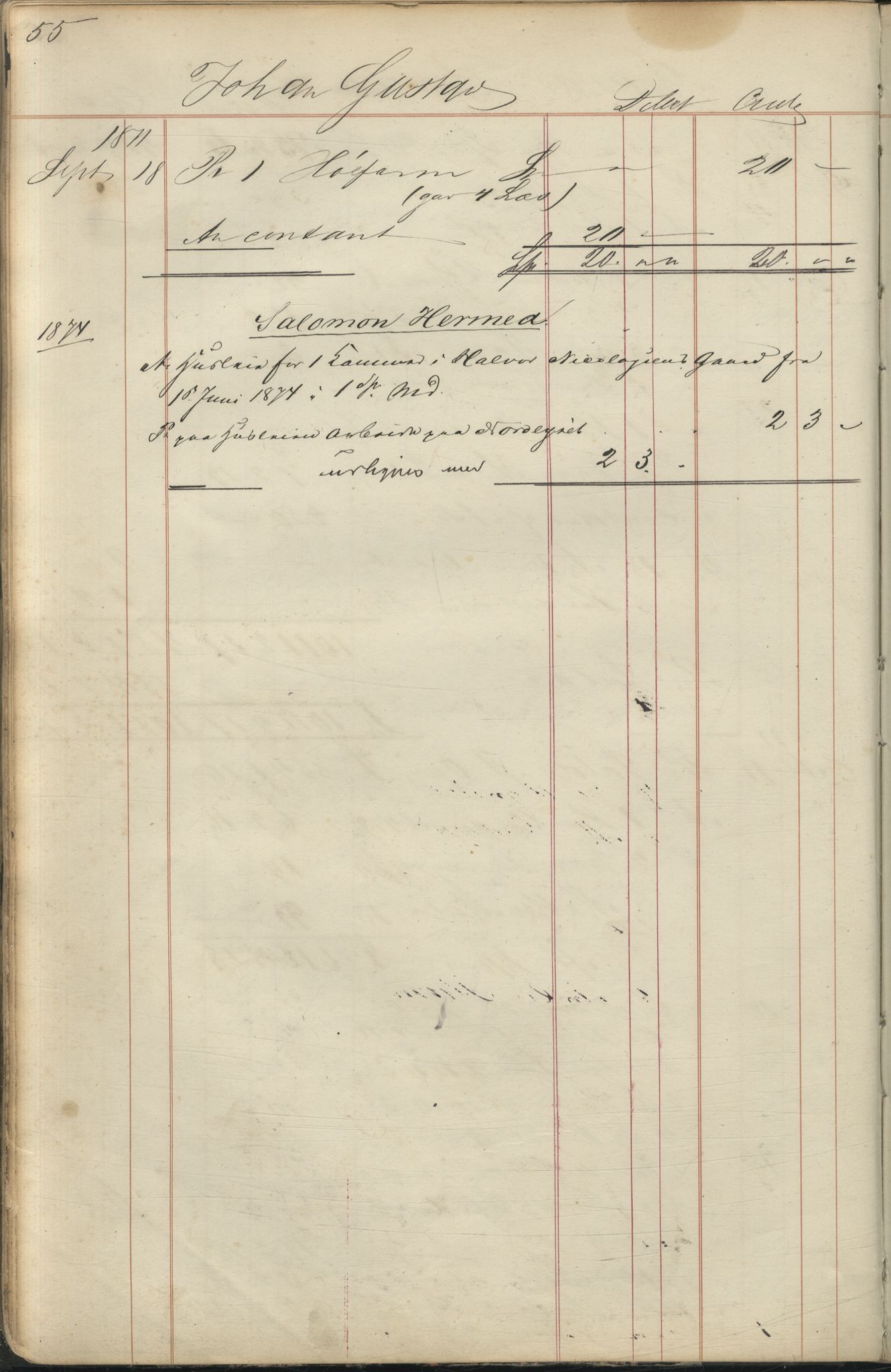 Brodtkorb handel A/S, VAMU/A-0001/F/Fc/L0001/0001: Konto for kvener og nordmenn på Kolahalvøya  / Conto for Kvæner og Nordmænd paa Russefinmarken No 1, 1868-1894, p. 55