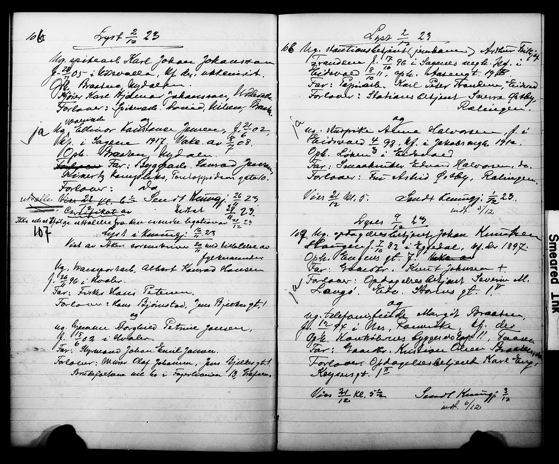 Vestre Aker prestekontor Kirkebøker, AV/SAO-A-10025/H/Ha/L0005: Banns register no. 5, 1922-1929