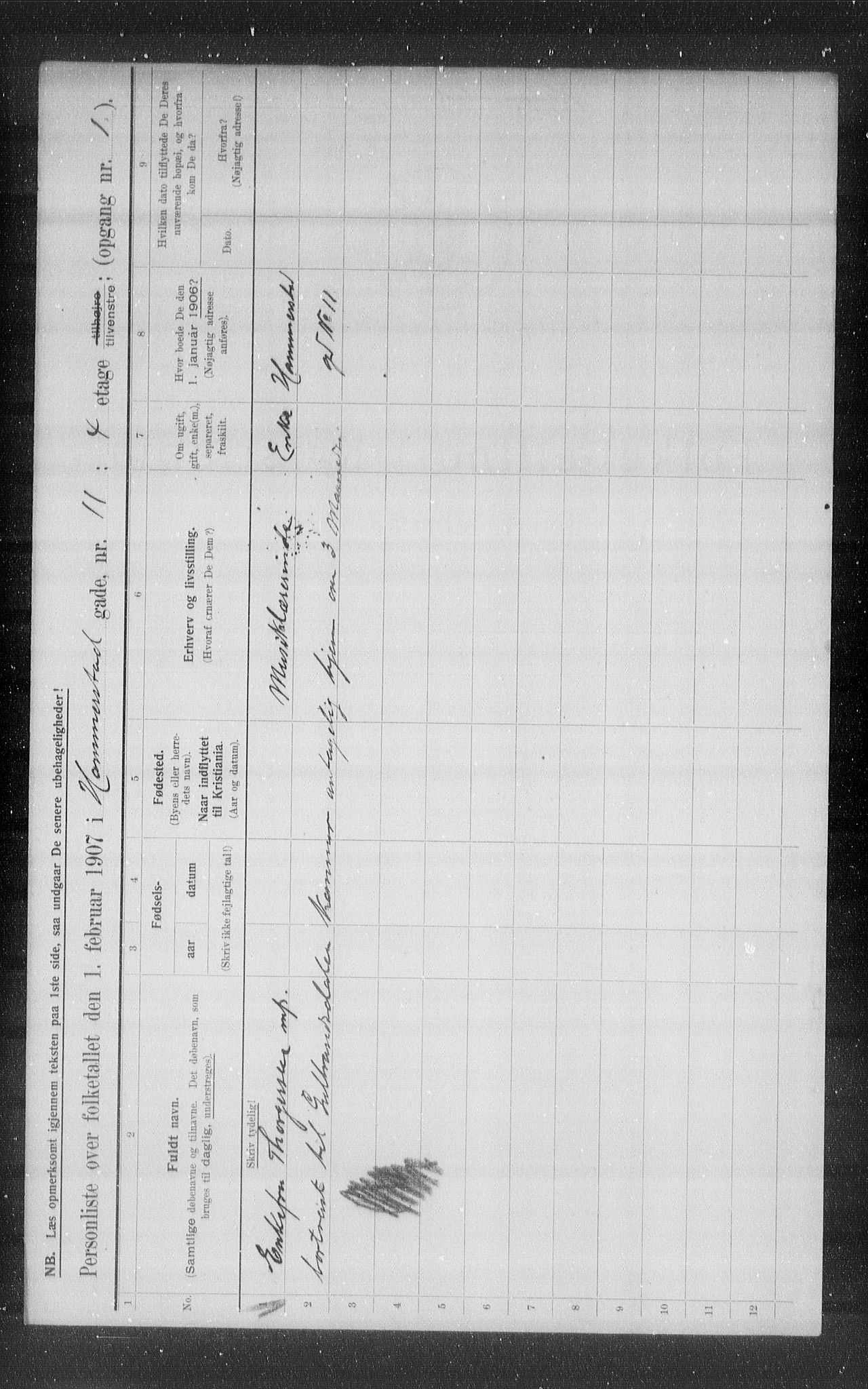 OBA, Municipal Census 1907 for Kristiania, 1907, p. 17785