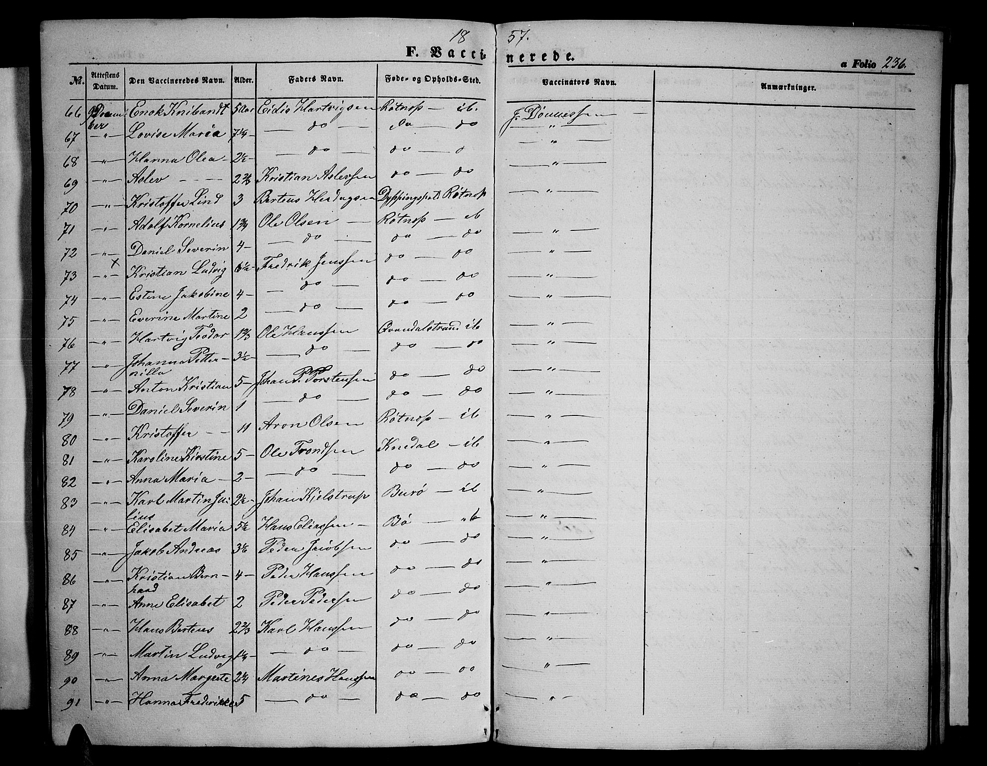 Ministerialprotokoller, klokkerbøker og fødselsregistre - Nordland, SAT/A-1459/855/L0814: Parish register (copy) no. 855C03, 1851-1864, p. 236