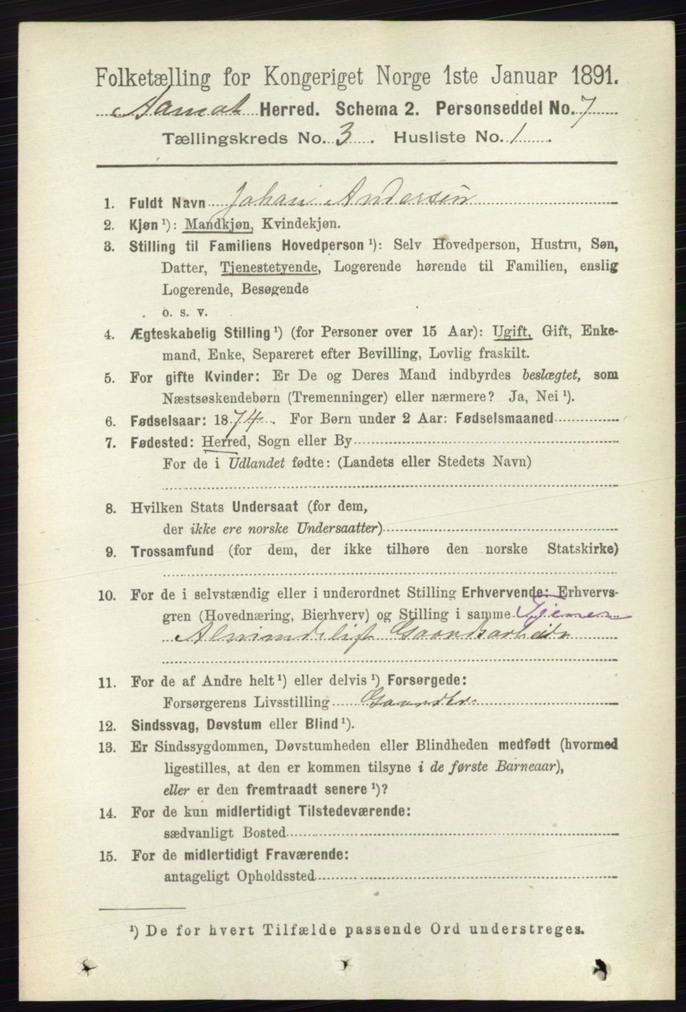 RA, 1891 census for 0429 Åmot, 1891, p. 1498