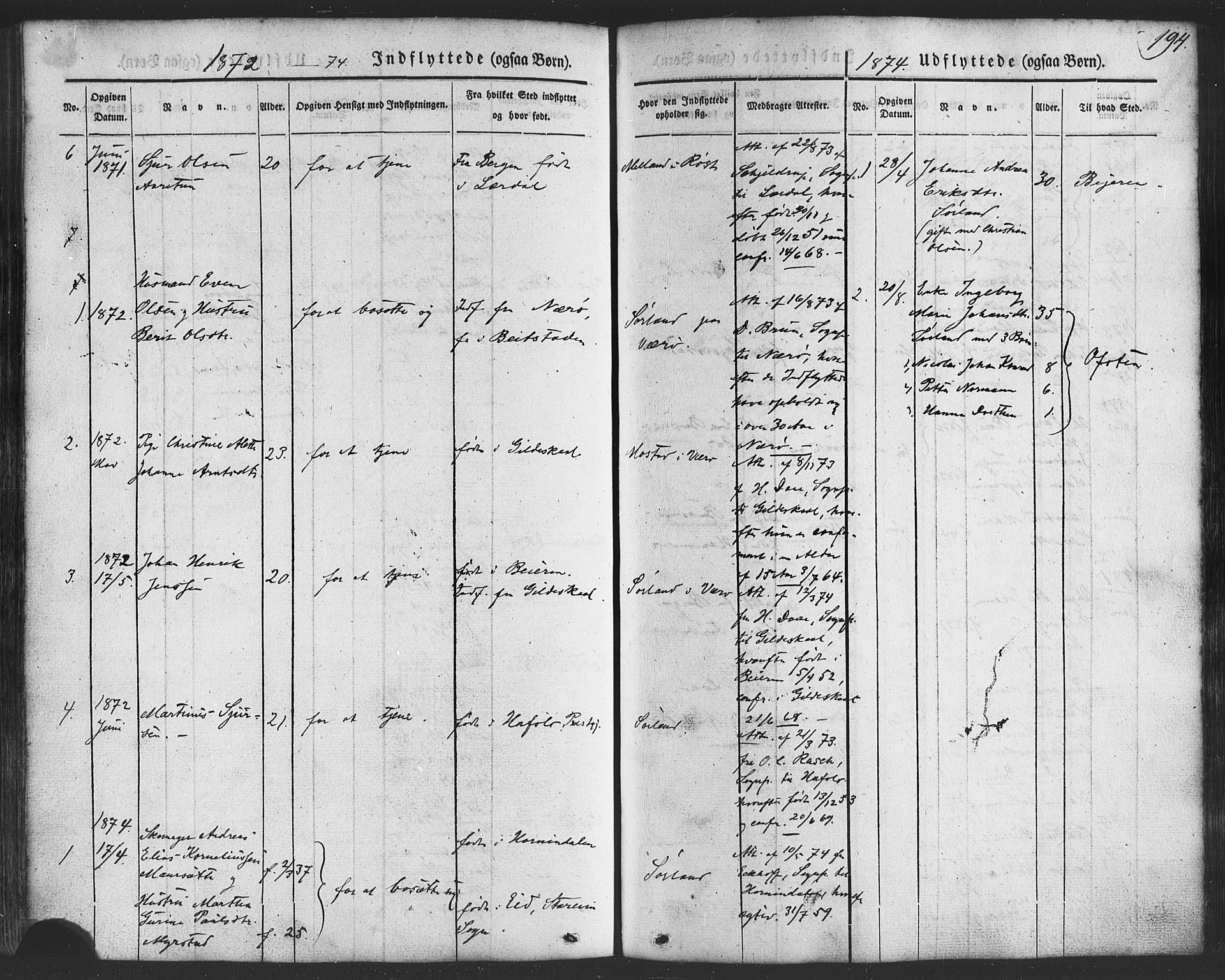 Ministerialprotokoller, klokkerbøker og fødselsregistre - Nordland, SAT/A-1459/807/L0121: Parish register (official) no. 807A04, 1846-1879, p. 194