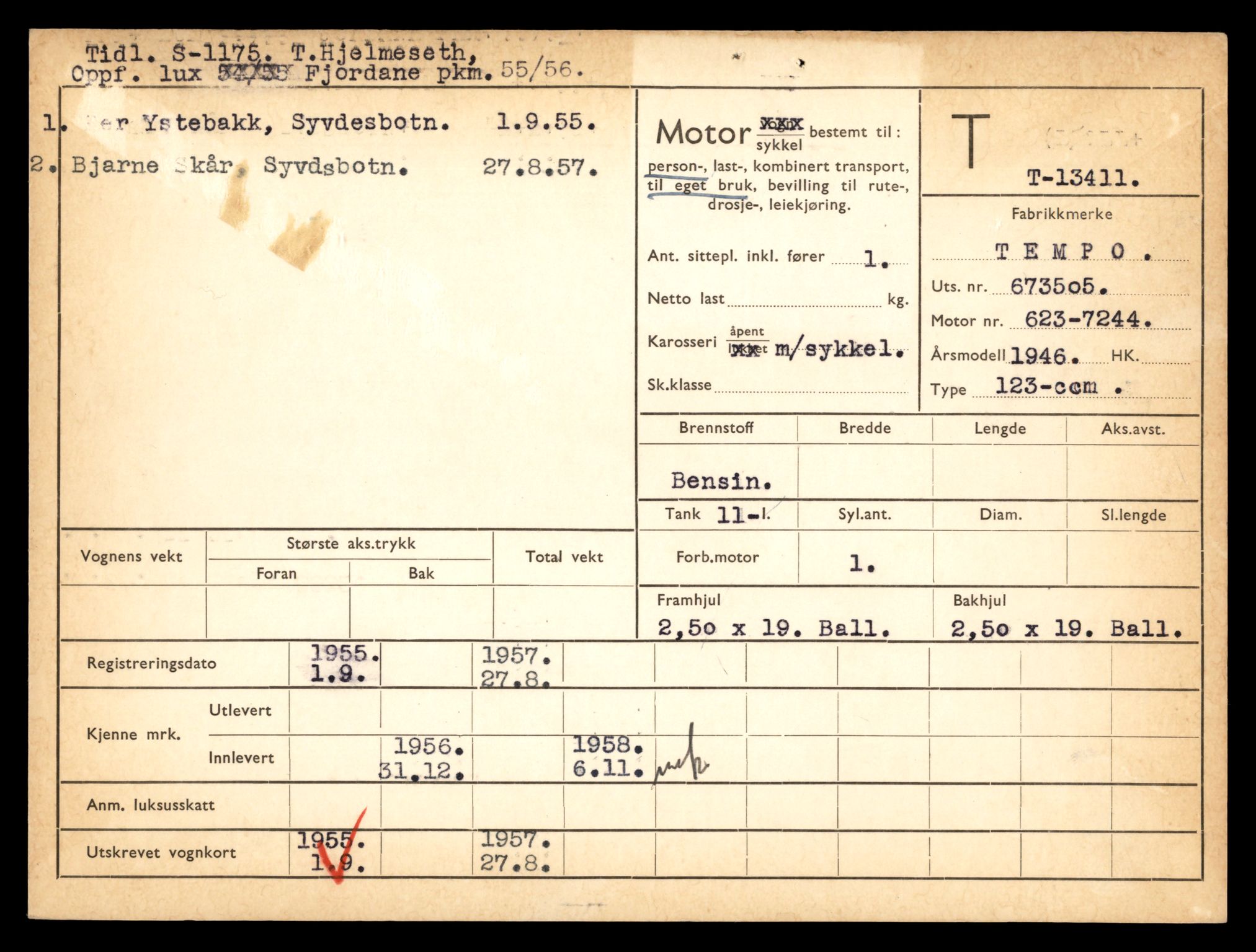 Møre og Romsdal vegkontor - Ålesund trafikkstasjon, AV/SAT-A-4099/F/Fe/L0039: Registreringskort for kjøretøy T 13361 - T 13530, 1927-1998, p. 837