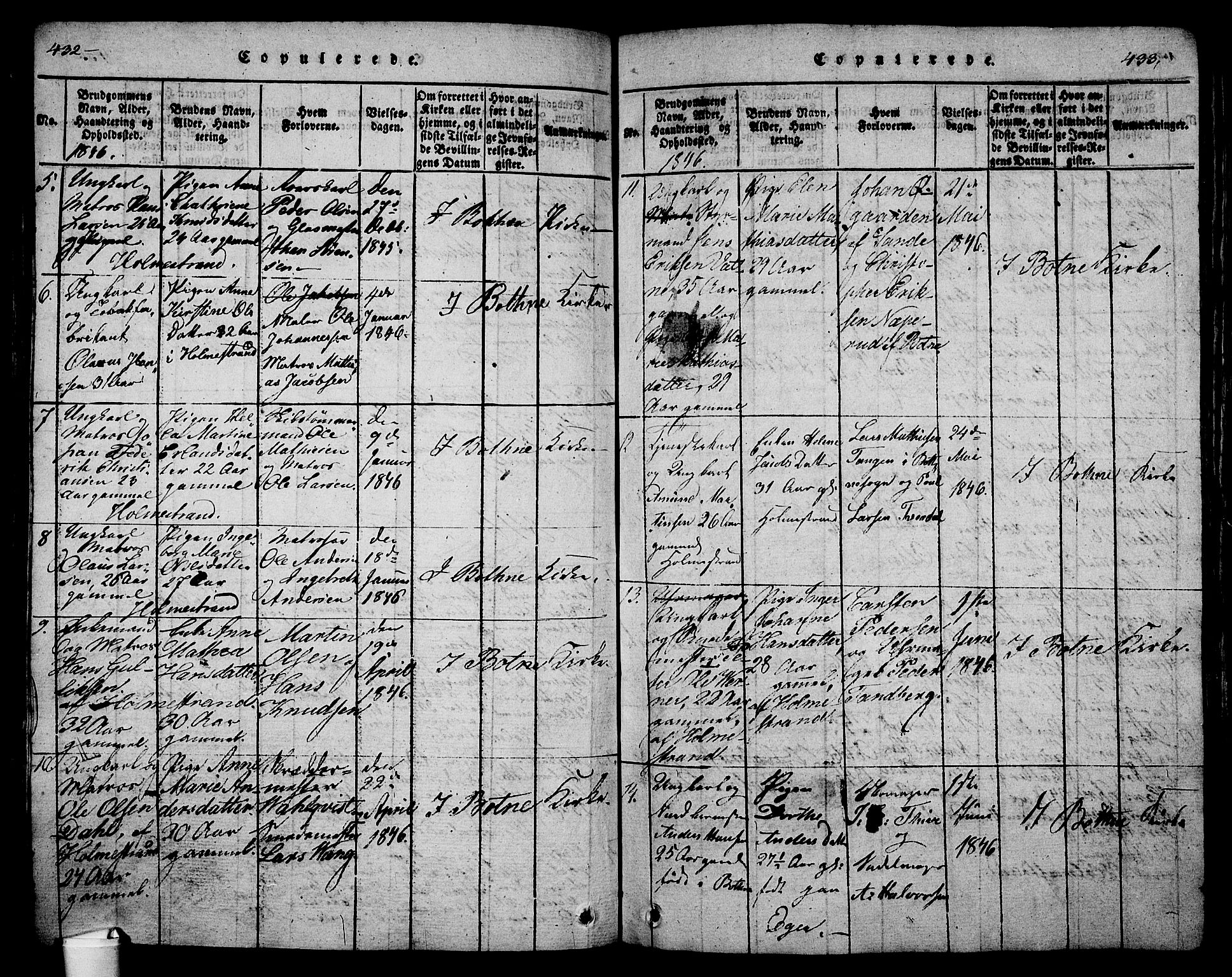 Holmestrand kirkebøker, SAKO/A-346/G/Ga/L0001: Parish register (copy) no. 1, 1814-1848, p. 432-433