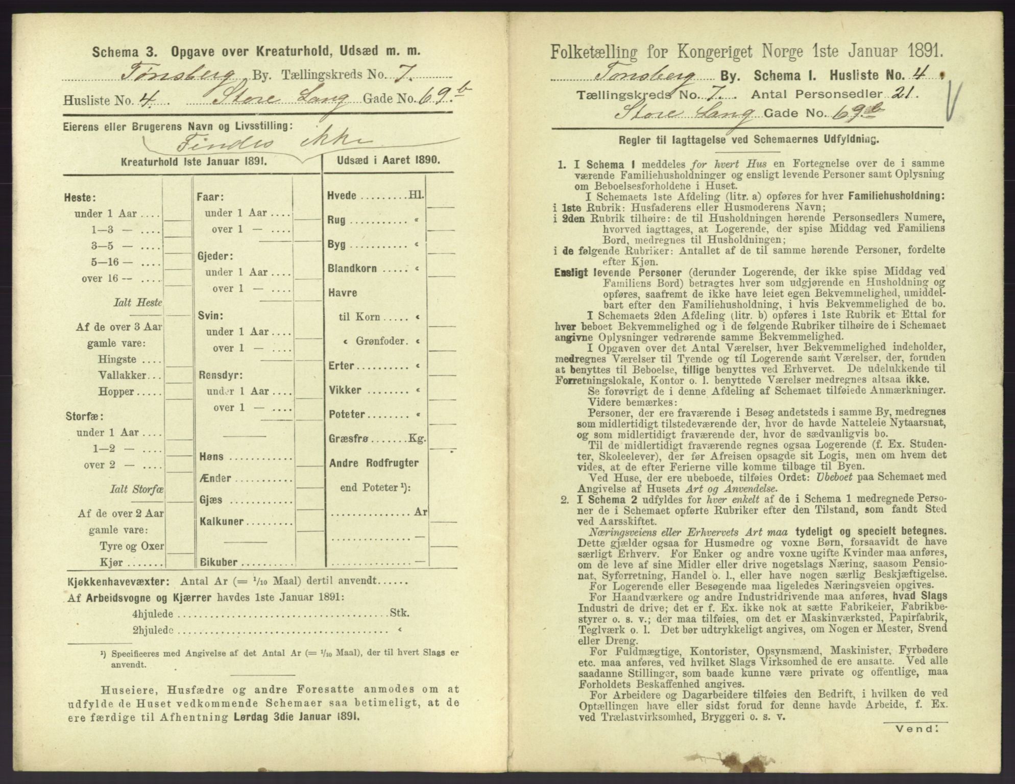 RA, 1891 census for 0705 Tønsberg, 1891, p. 278