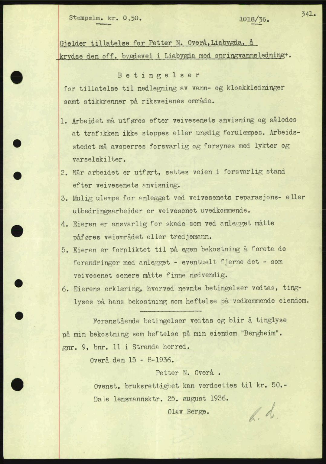 Nordre Sunnmøre sorenskriveri, SAT/A-0006/1/2/2C/2Ca: Mortgage book no. B1-6, 1938-1942, Diary no: : 1018/1936