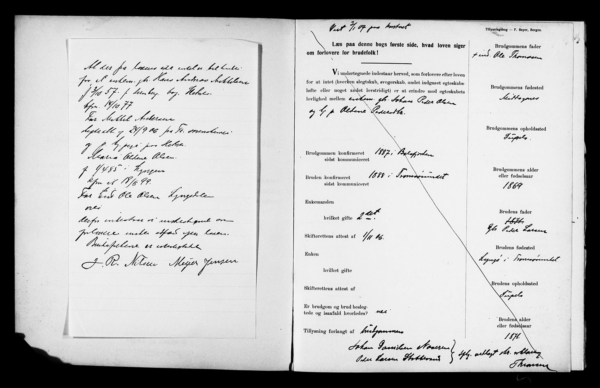 Balsfjord sokneprestembete, AV/SATØ-S-1303/H/Hd/L0032: Banns register no. 32, 1907-1910