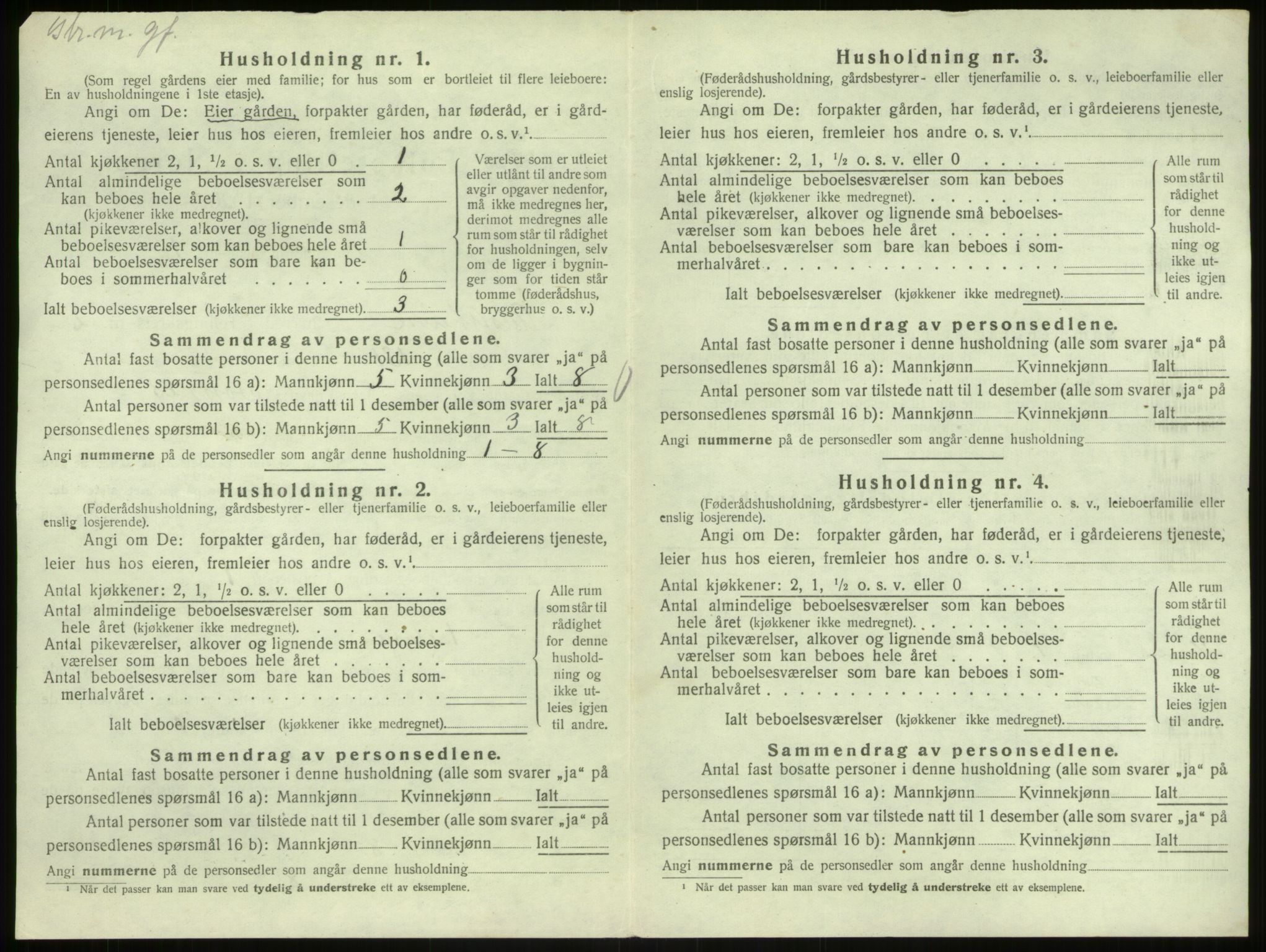 SAB, 1920 census for Austrheim, 1920, p. 111