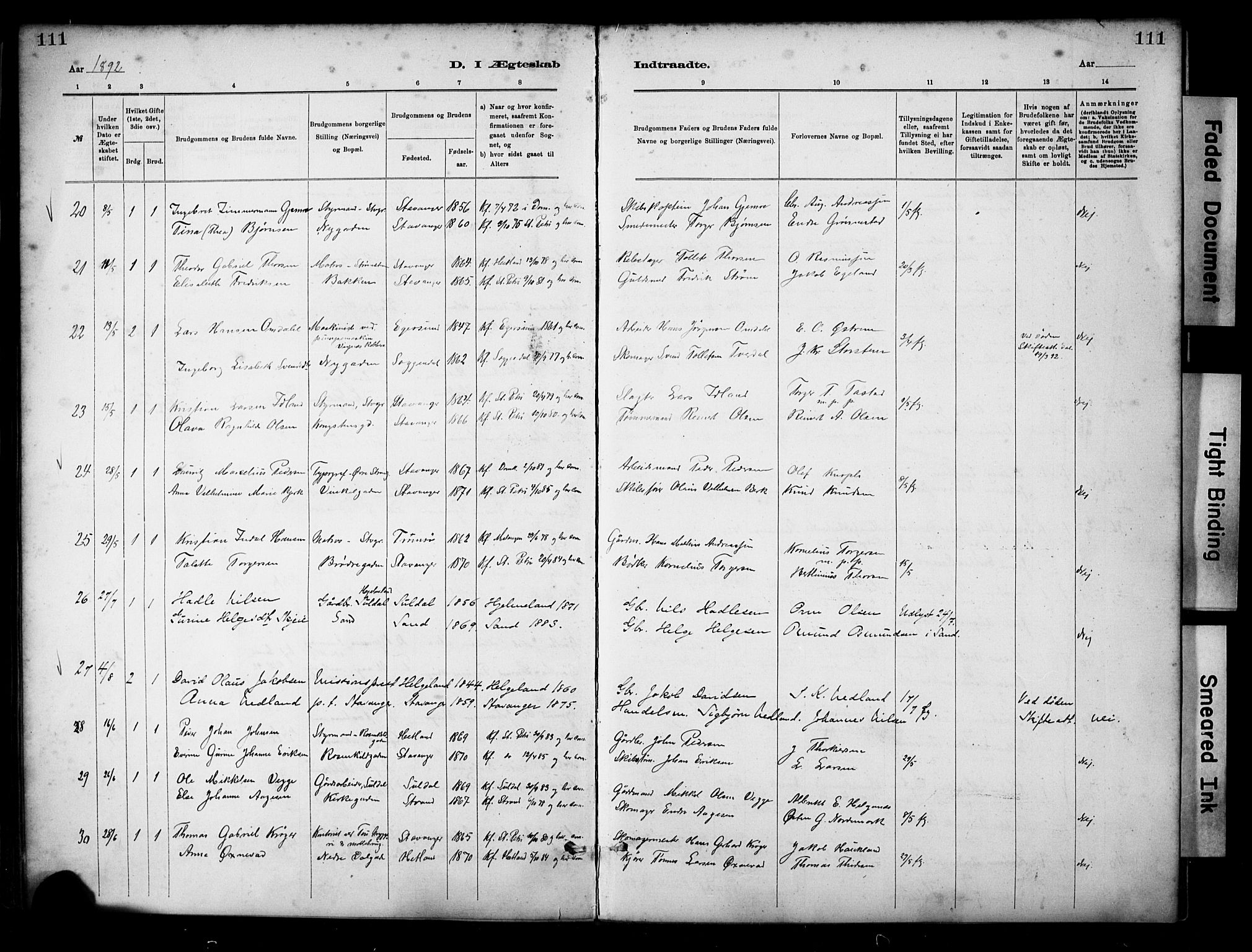 St. Petri sokneprestkontor, SAST/A-101813/001/30/30BA/L0018: Parish register (official) no. A 19, 1879-1900, p. 111