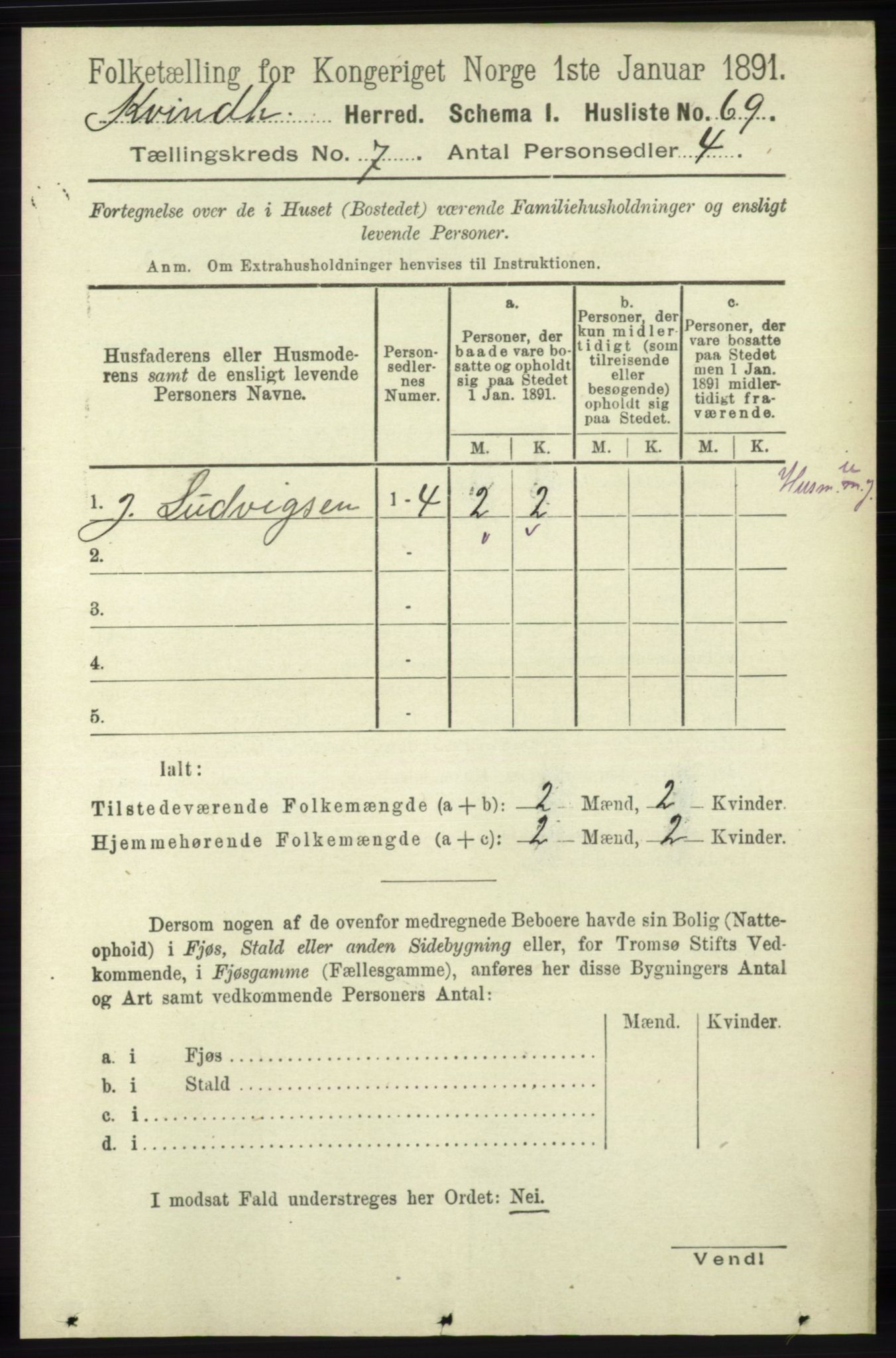 RA, 1891 census for 1224 Kvinnherad, 1891, p. 2444