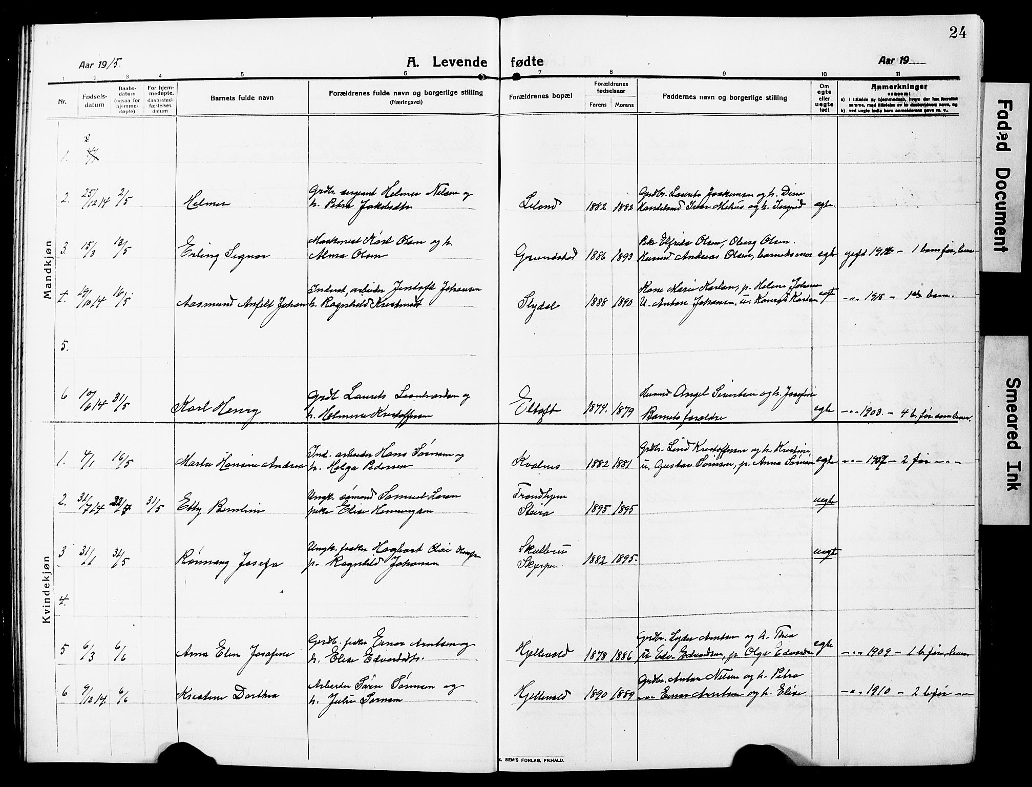 Ministerialprotokoller, klokkerbøker og fødselsregistre - Nordland, SAT/A-1459/880/L1142: Parish register (copy) no. 880C04, 1913-1930, p. 24