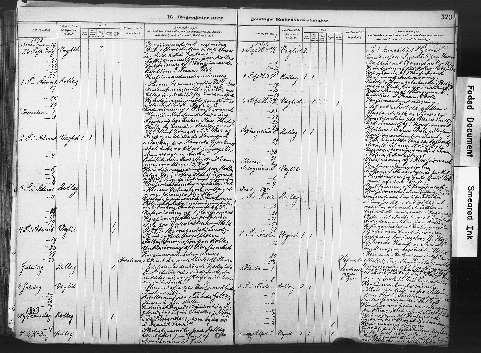 Rollag kirkebøker, AV/SAKO-A-240/F/Fa/L0011: Parish register (official) no. I 11, 1878-1902, p. 323