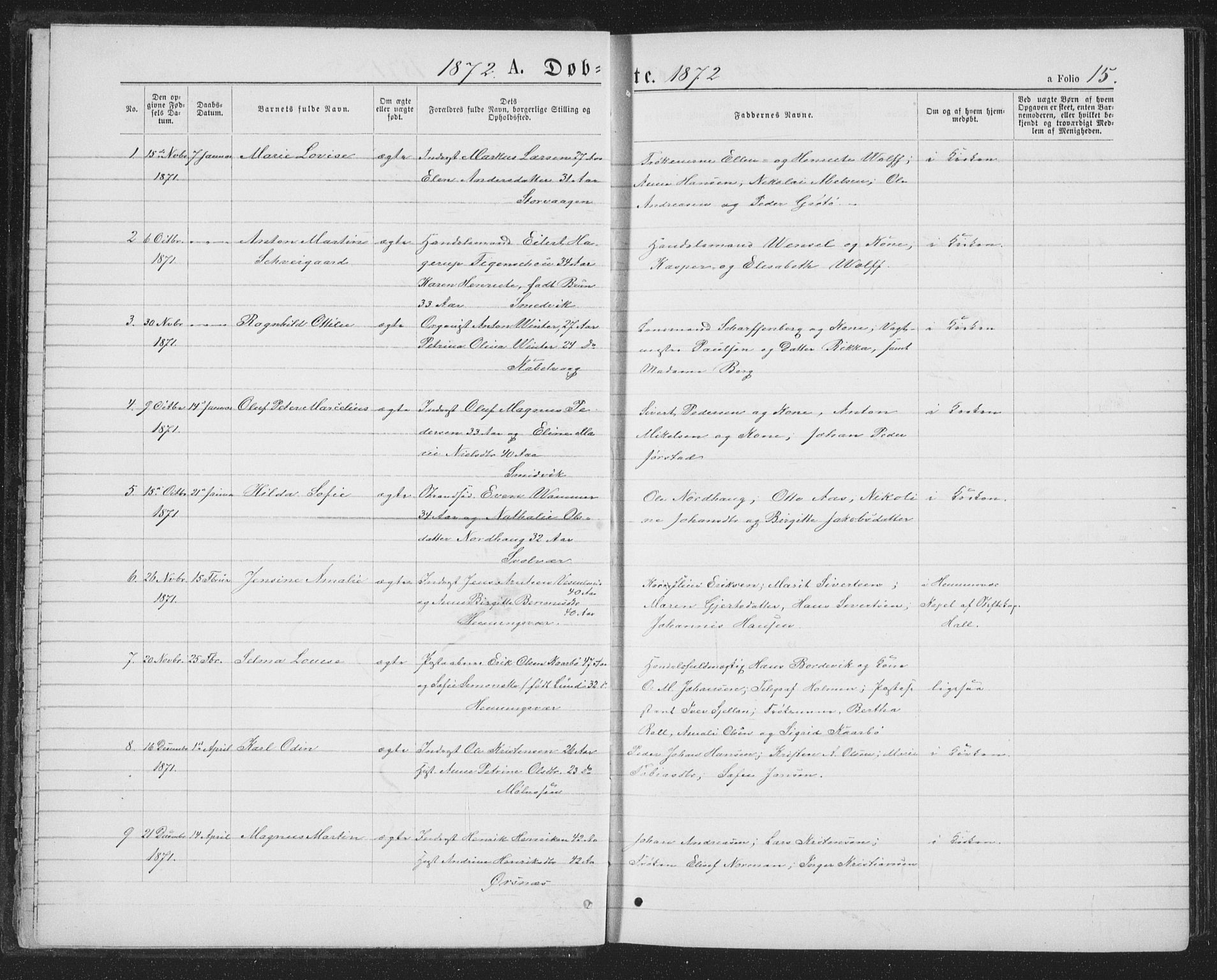 Ministerialprotokoller, klokkerbøker og fødselsregistre - Nordland, SAT/A-1459/874/L1074: Parish register (copy) no. 874C03, 1870-1876, p. 15