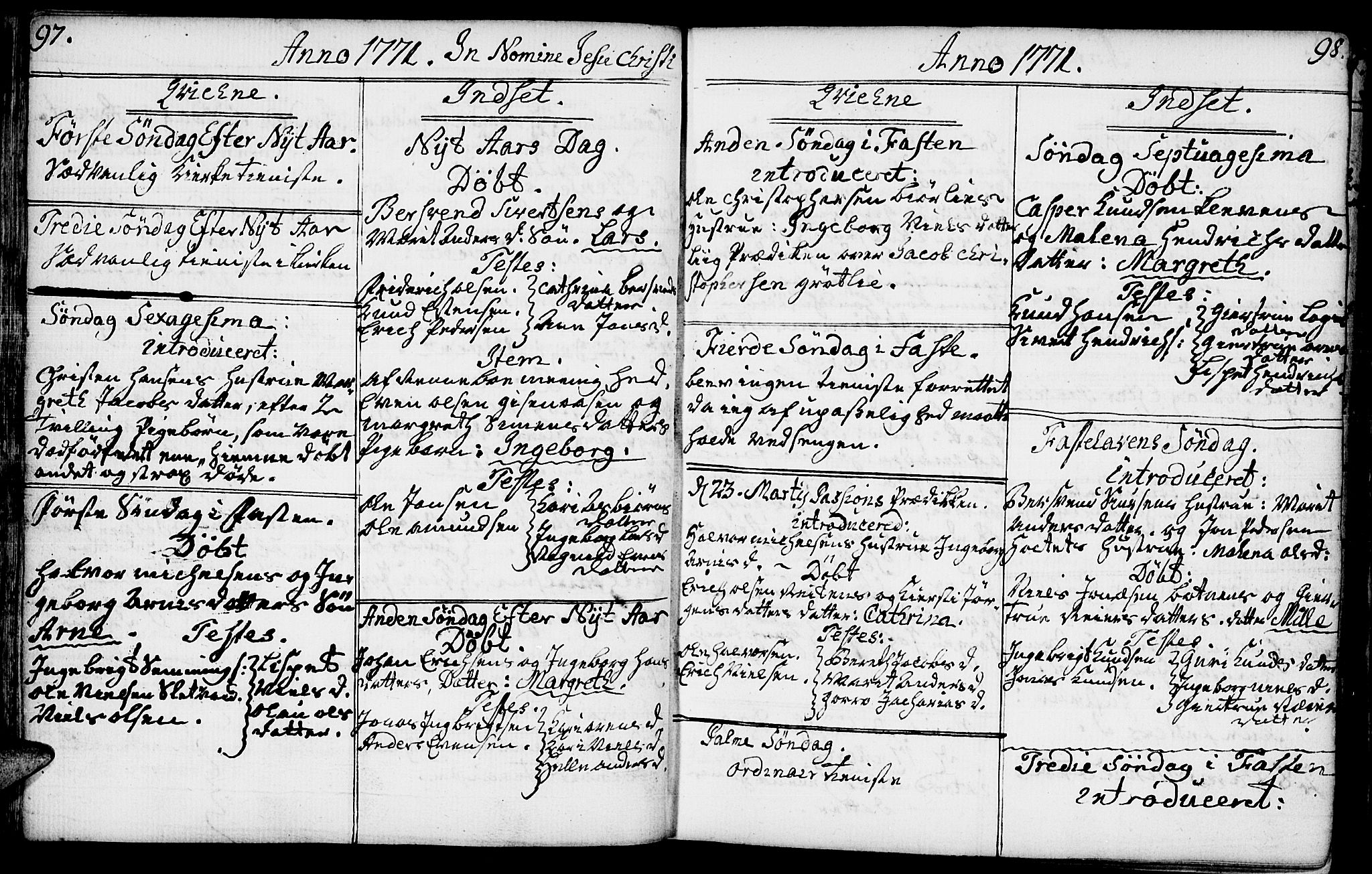 Kvikne prestekontor, SAH/PREST-064/H/Ha/Haa/L0002: Parish register (official) no. 2, 1764-1784, p. 97-98