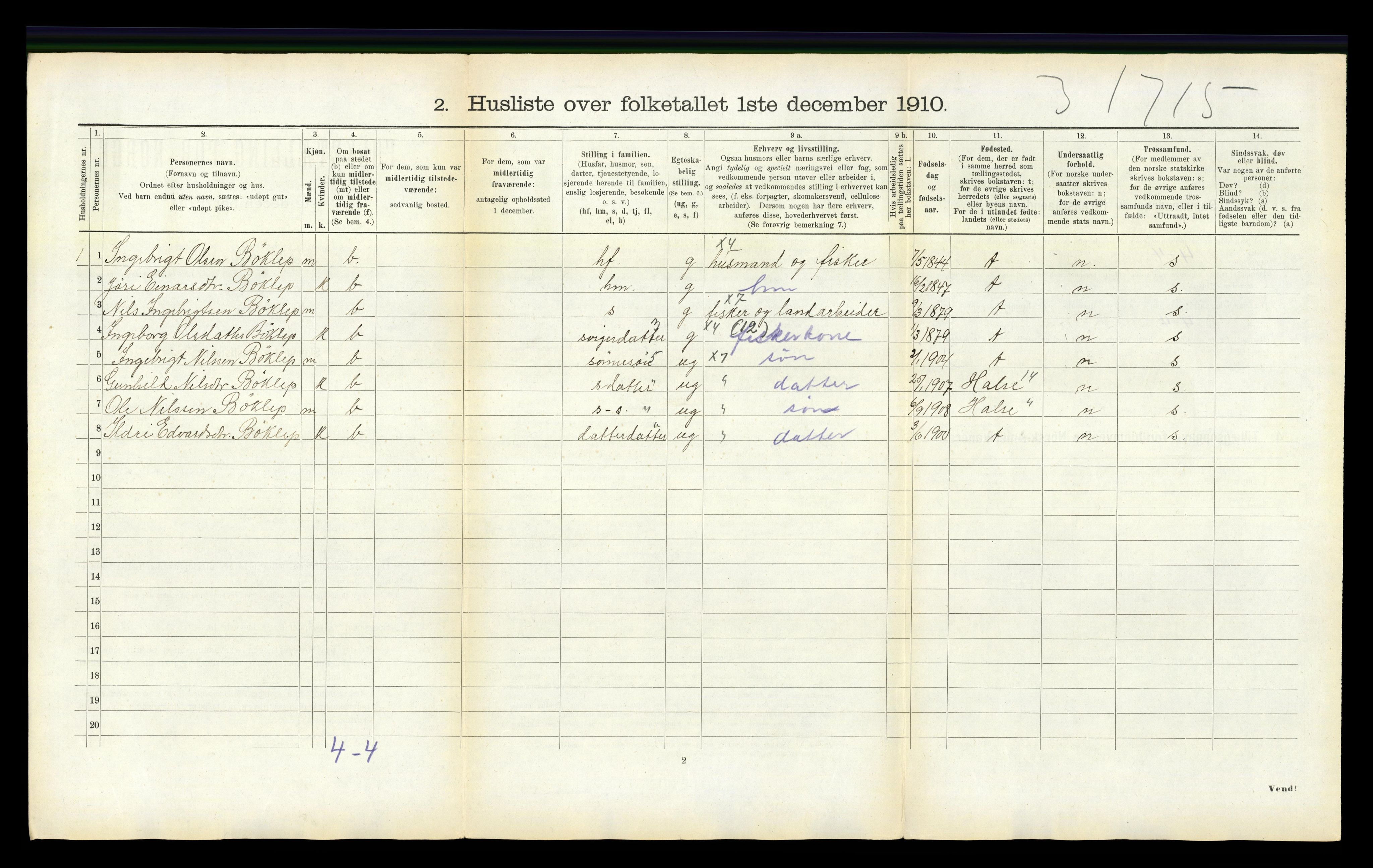 RA, 1910 census for Stangvik, 1910, p. 585