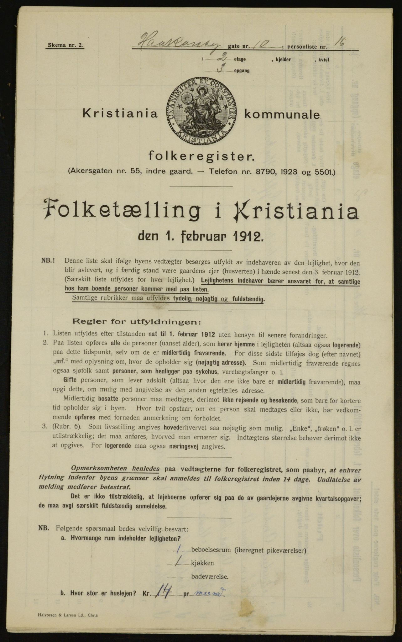 OBA, Municipal Census 1912 for Kristiania, 1912, p. 43142