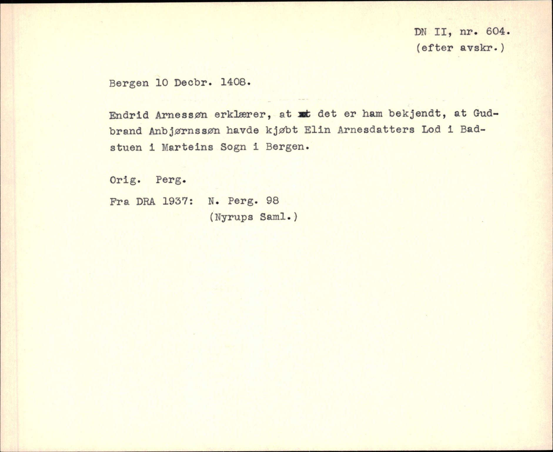 Riksarkivets diplomsamling, AV/RA-EA-5965/F35/F35f/L0003: Regestsedler: Diplomer fra DRA 1937 og 1996, p. 229