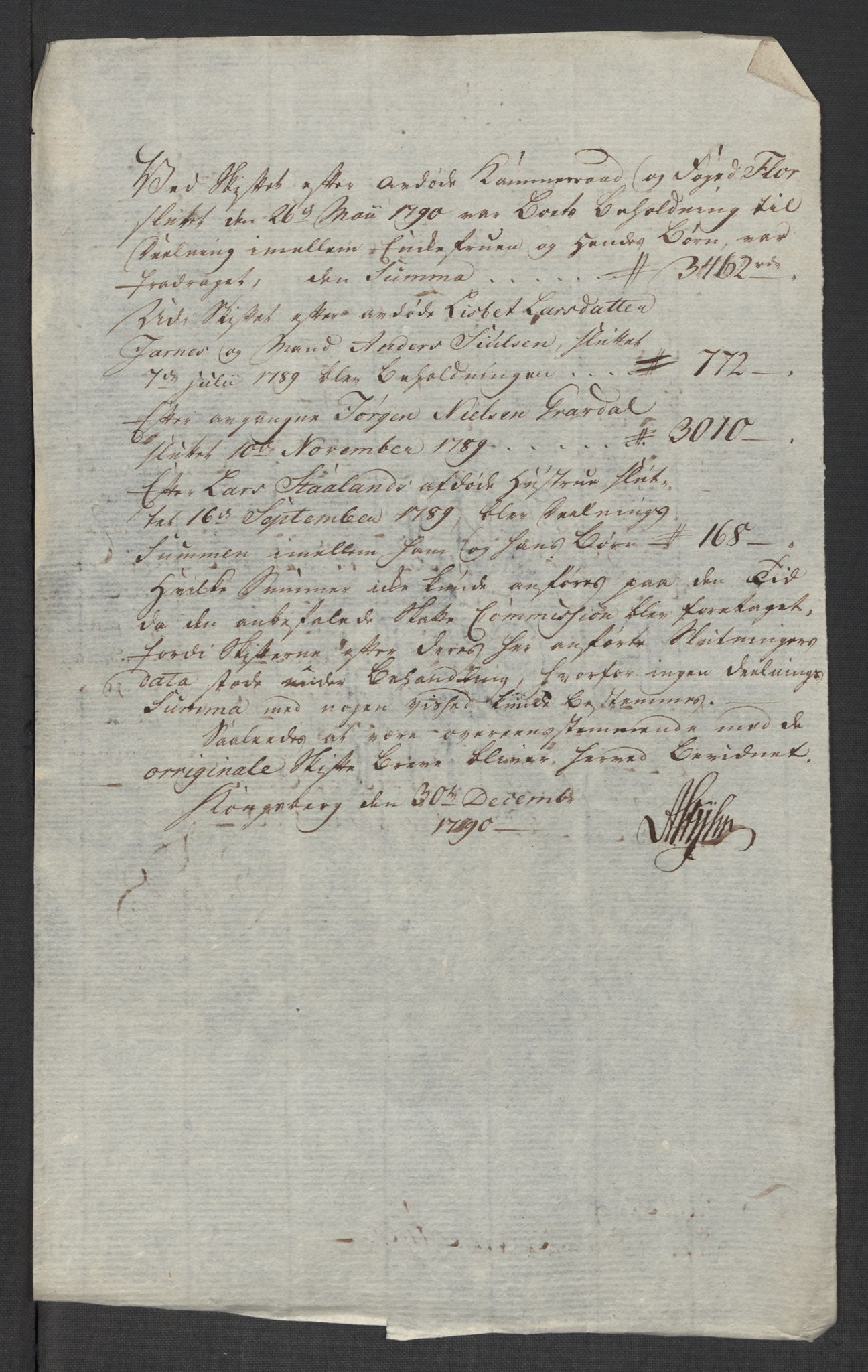 Rentekammeret inntil 1814, Reviderte regnskaper, Mindre regnskaper, AV/RA-EA-4068/Rf/Rfe/L0031: Nordmøre fogderi, Numedal og Sandsvær fogderi, 1789, p. 335