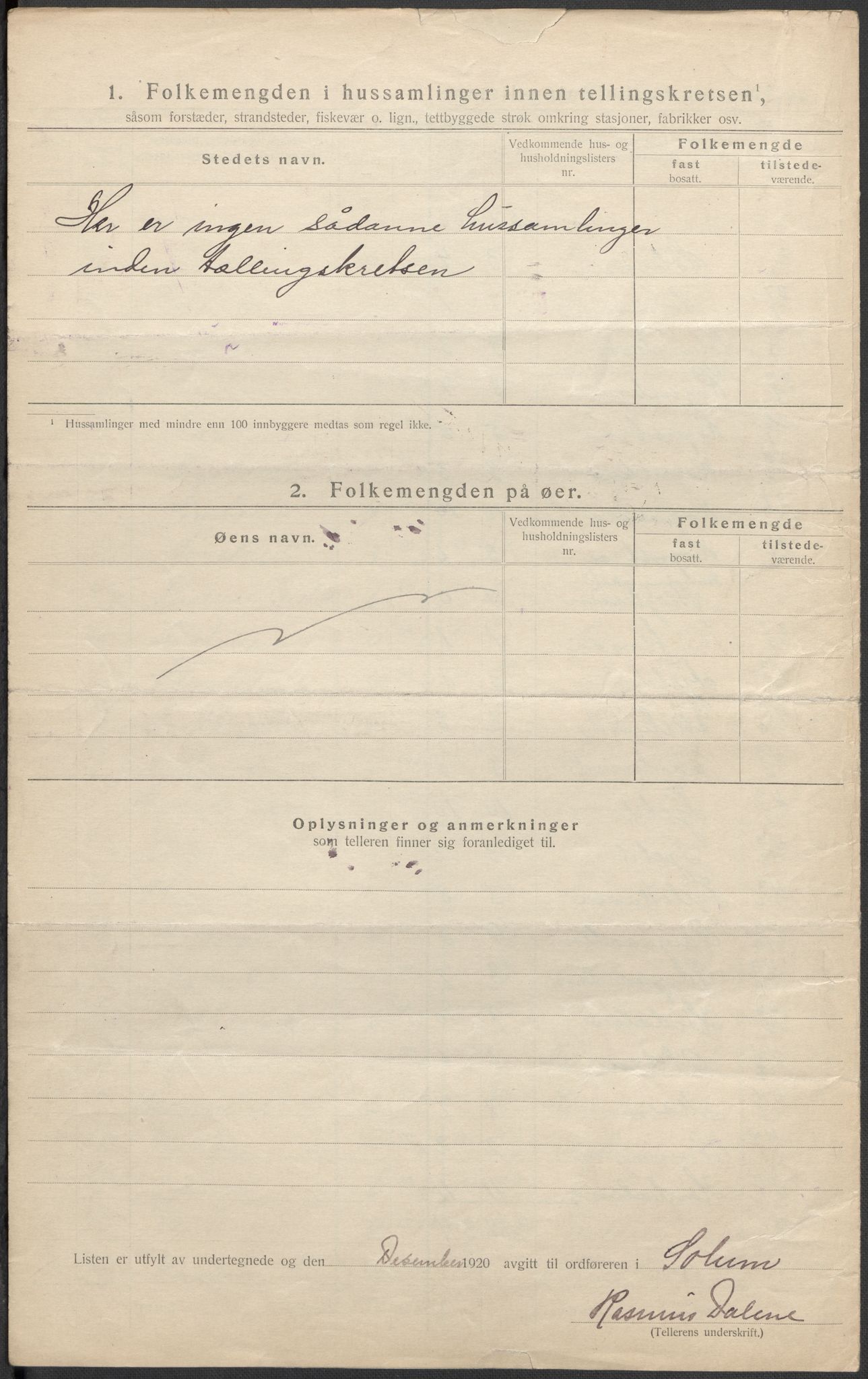 SAKO, 1920 census for Solum, 1920, p. 56