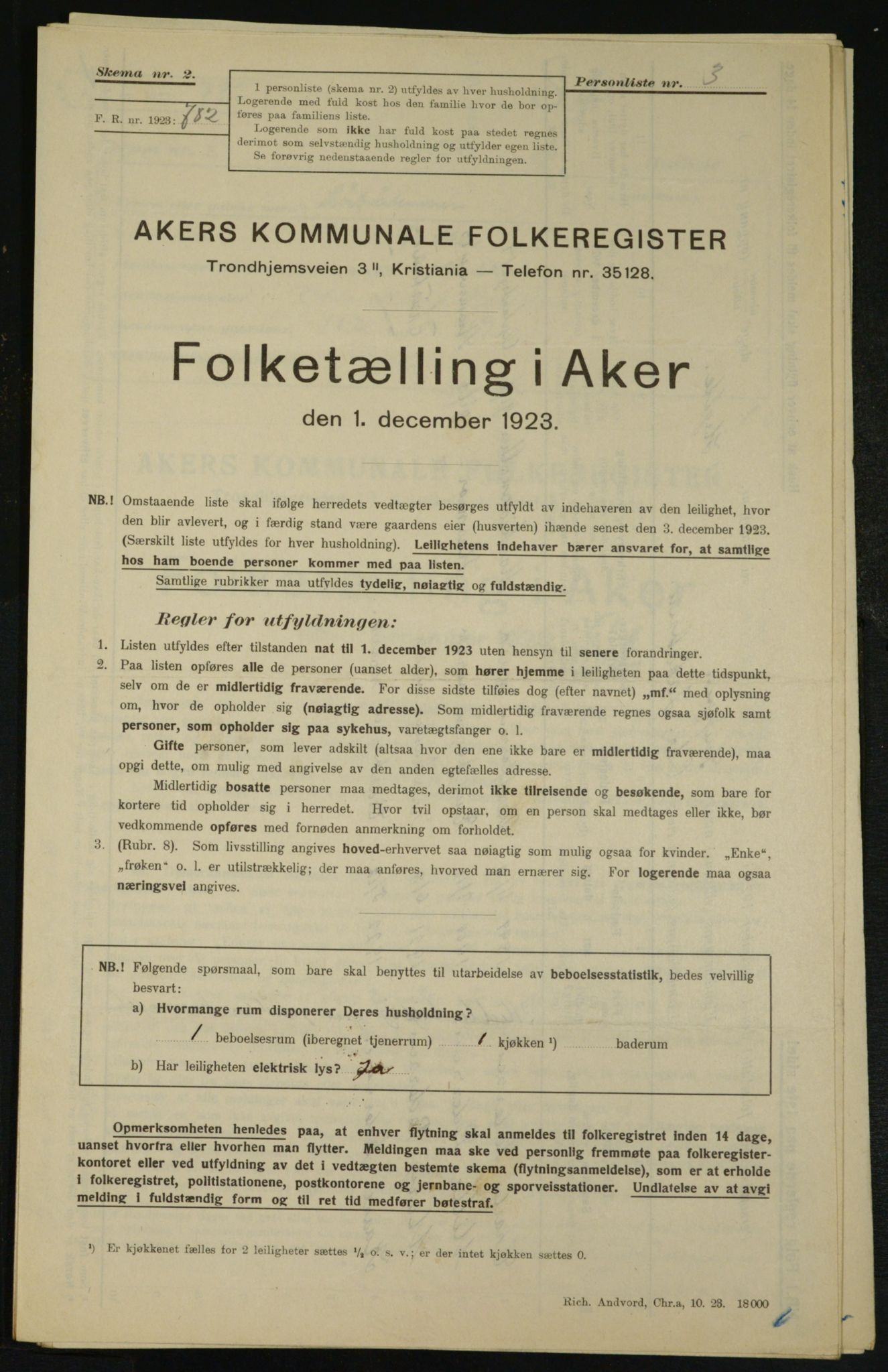 , Municipal Census 1923 for Aker, 1923, p. 27760