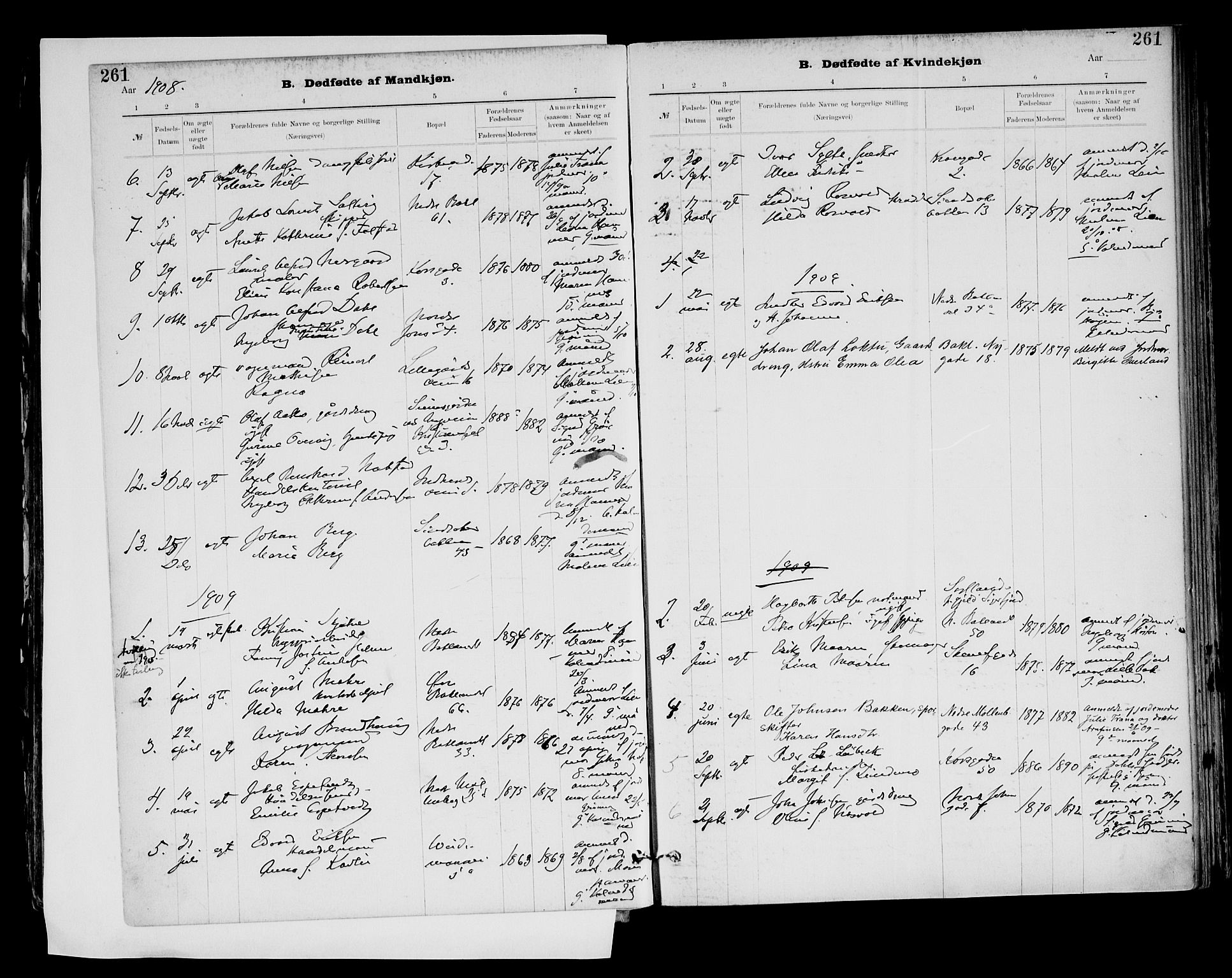 Ministerialprotokoller, klokkerbøker og fødselsregistre - Sør-Trøndelag, SAT/A-1456/604/L0203: Parish register (official) no. 604A23, 1908-1916, p. 261