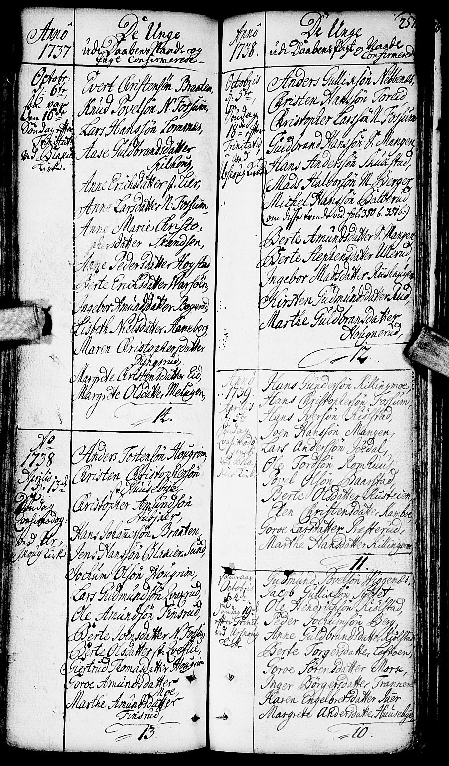 Aurskog prestekontor Kirkebøker, SAO/A-10304a/F/Fa/L0002: Parish register (official) no. I 2, 1735-1766, p. 257