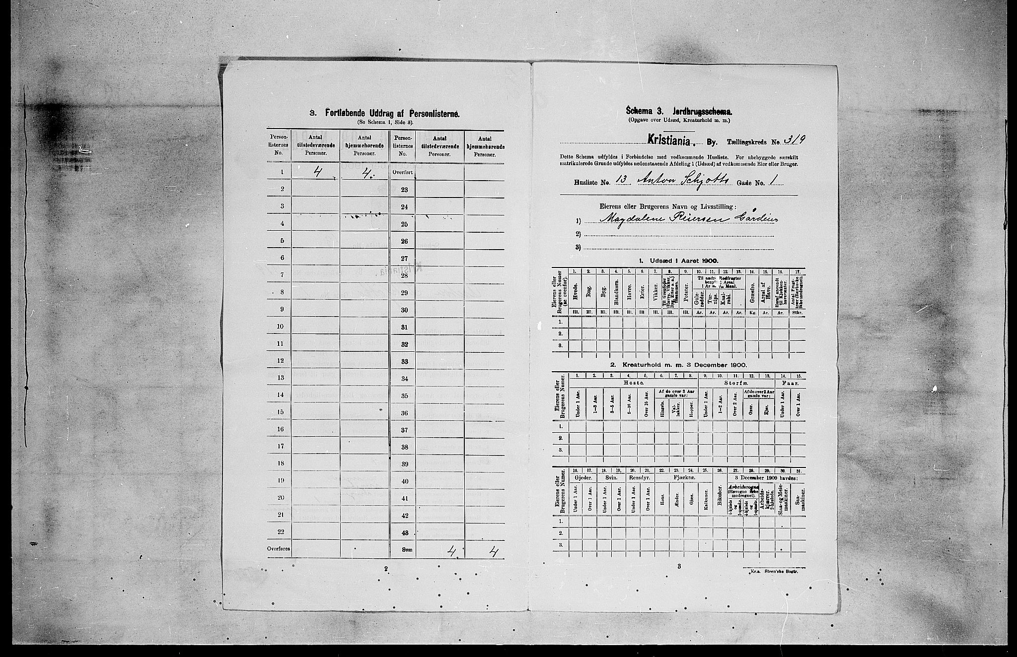 SAO, 1900 census for Kristiania, 1900, p. 2063