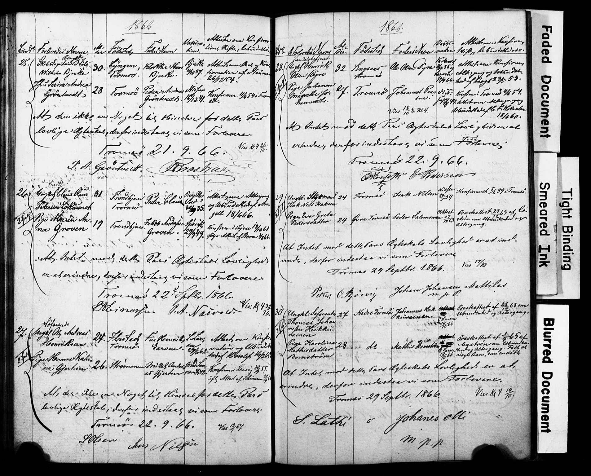 Tromsø sokneprestkontor/stiftsprosti/domprosti, SATØ/S-1343/H/Hc/L0097: Banns register no. 3, 1851-1872