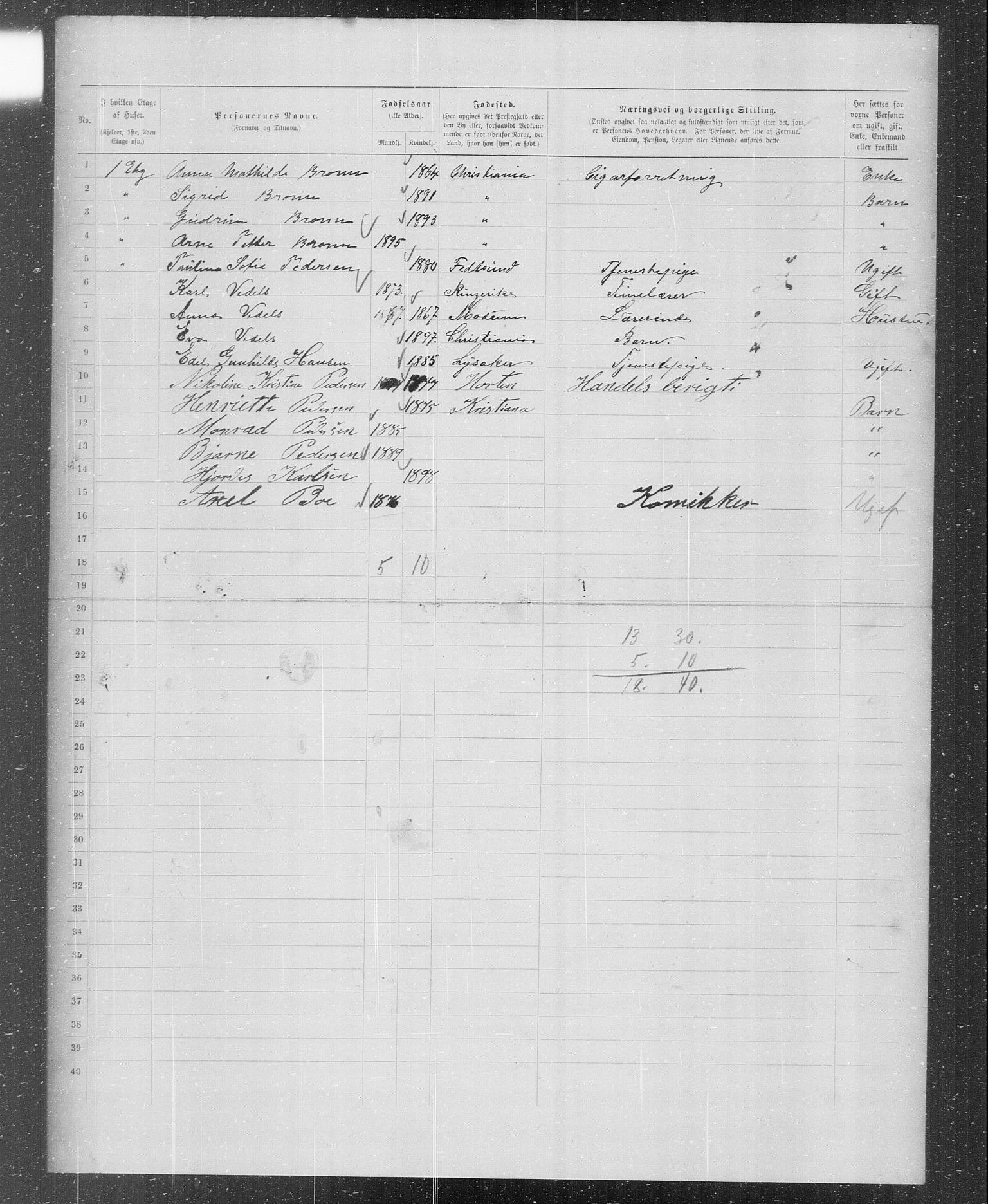 OBA, Municipal Census 1899 for Kristiania, 1899, p. 169