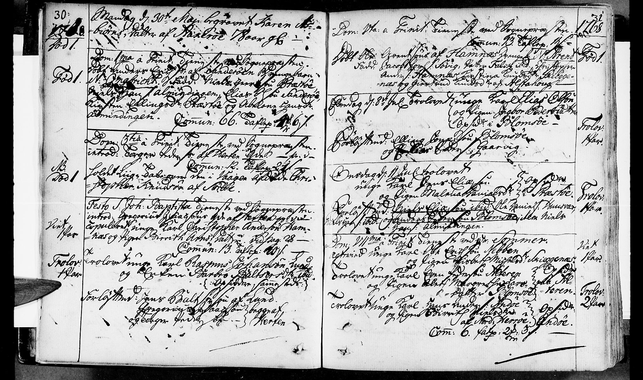 Ministerialprotokoller, klokkerbøker og fødselsregistre - Nordland, AV/SAT-A-1459/830/L0436: Parish register (official) no. 830A05 /1, 1737-1804, p. 30-31