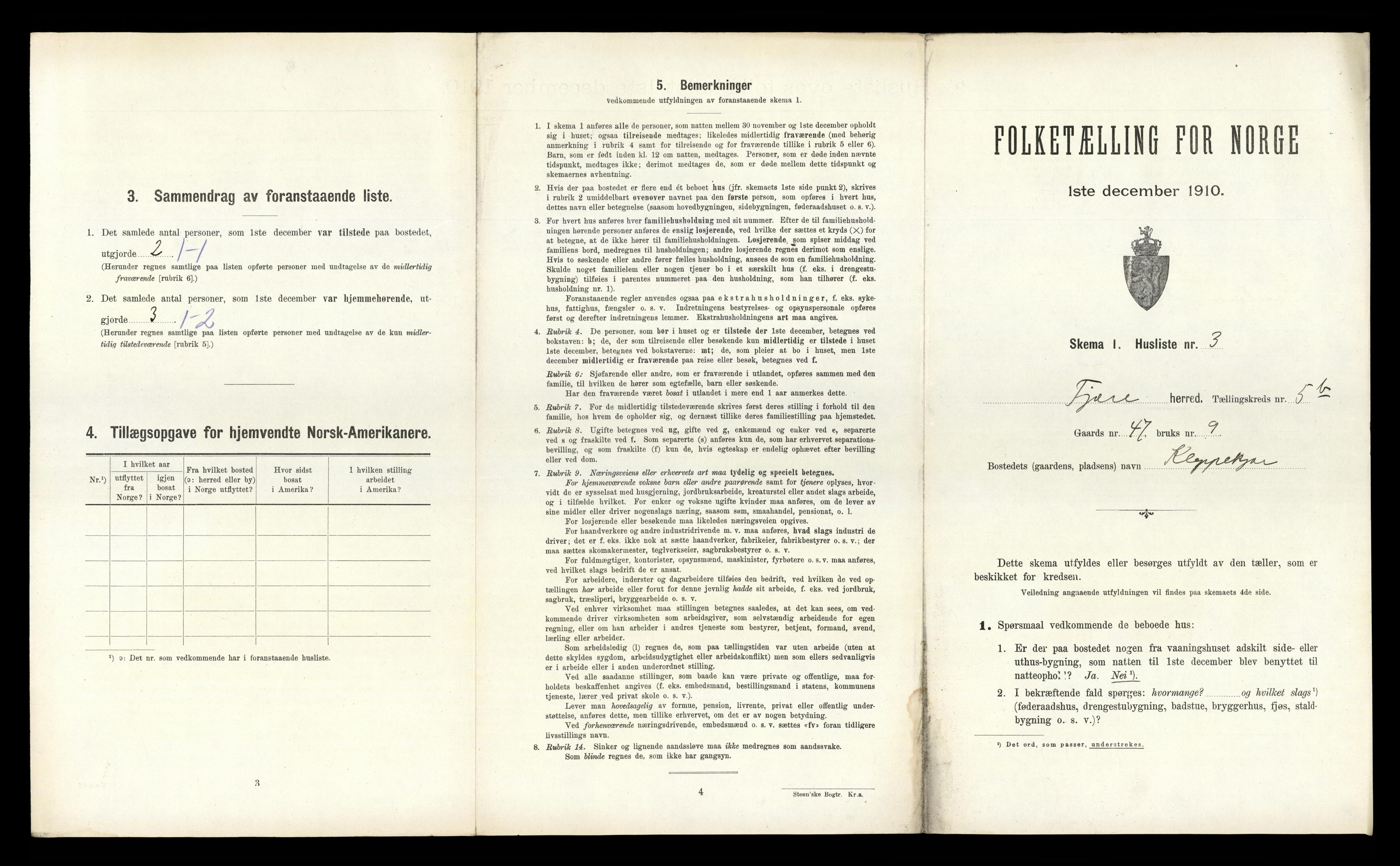 RA, 1910 census for Fjære, 1910, p. 1207