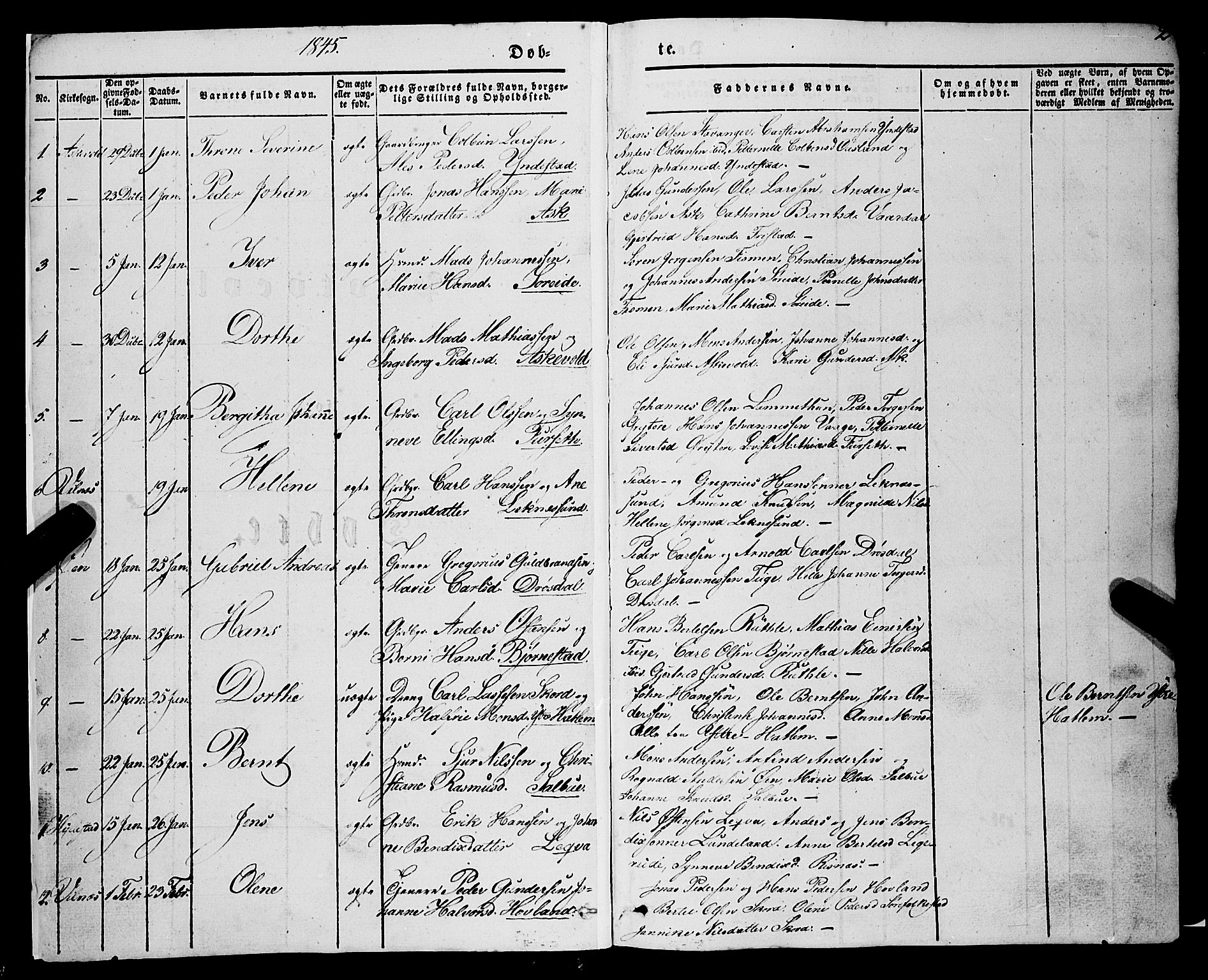 Askvoll sokneprestembete, AV/SAB-A-79501/H/Haa/Haaa/L0011/0001: Parish register (official) no. A 11 I, 1845-1864, p. 2