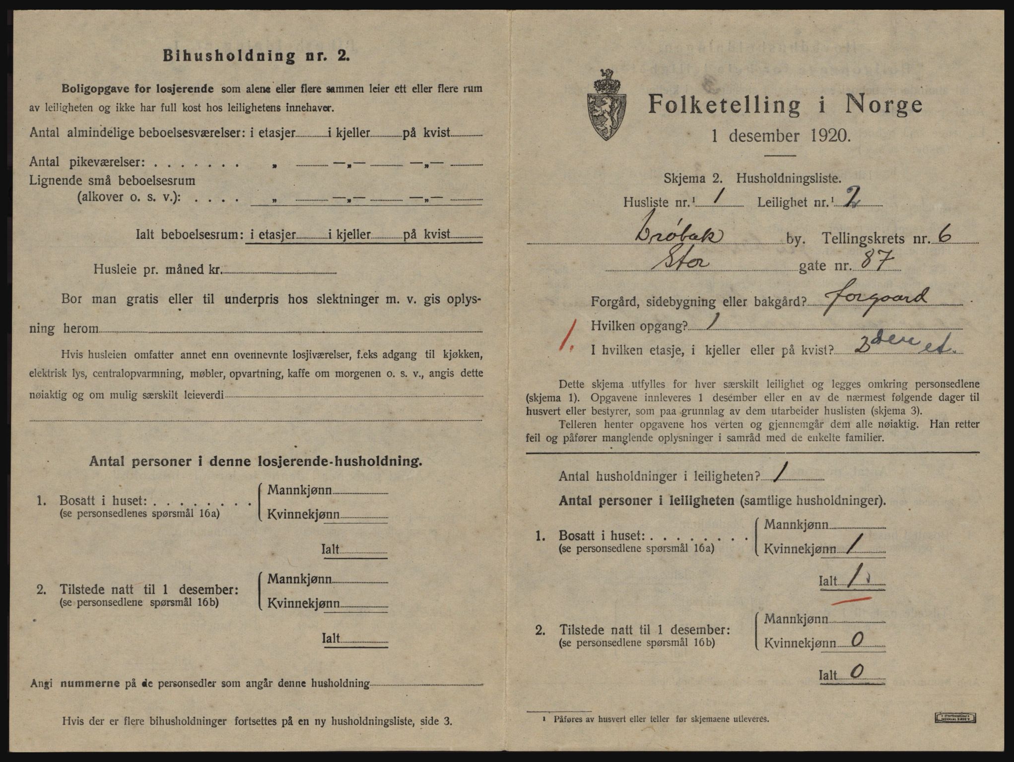 SAO, 1920 census for Drøbak, 1920, p. 1535