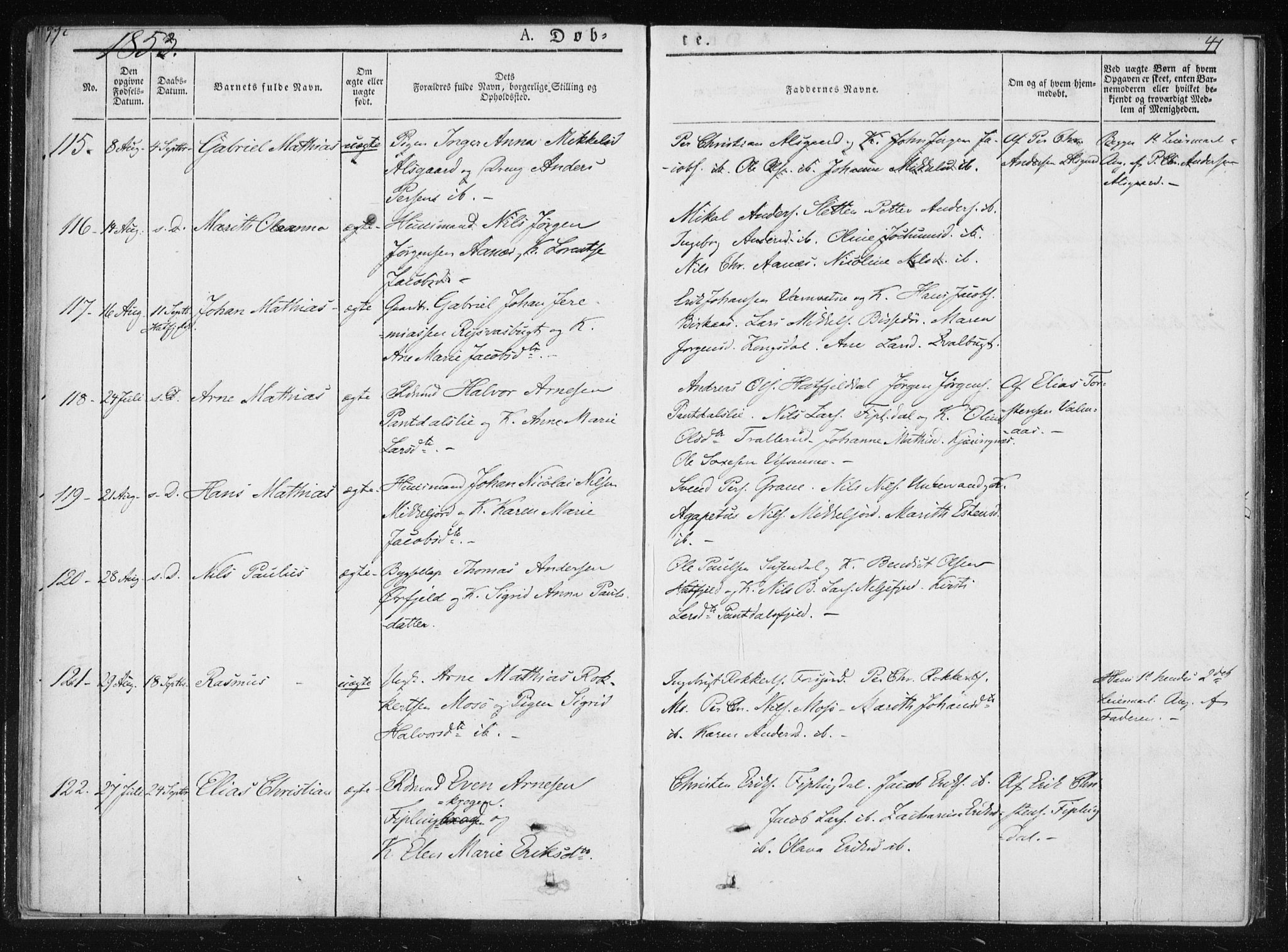Ministerialprotokoller, klokkerbøker og fødselsregistre - Nordland, AV/SAT-A-1459/820/L0292: Parish register (official) no. 820A13, 1851-1854, p. 41