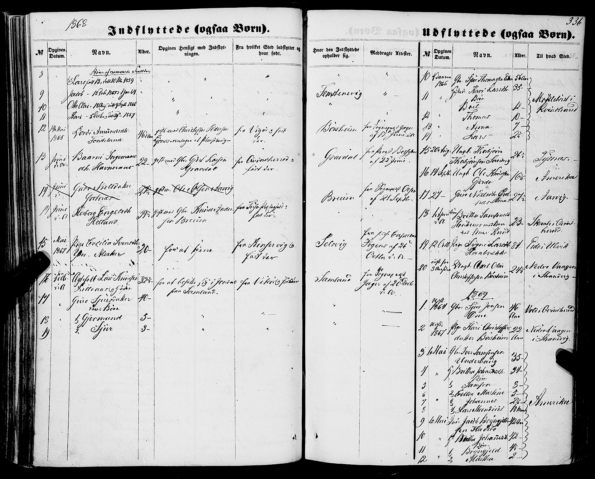 Strandebarm sokneprestembete, SAB/A-78401/H/Haa: Parish register (official) no. A 8, 1858-1872, p. 336