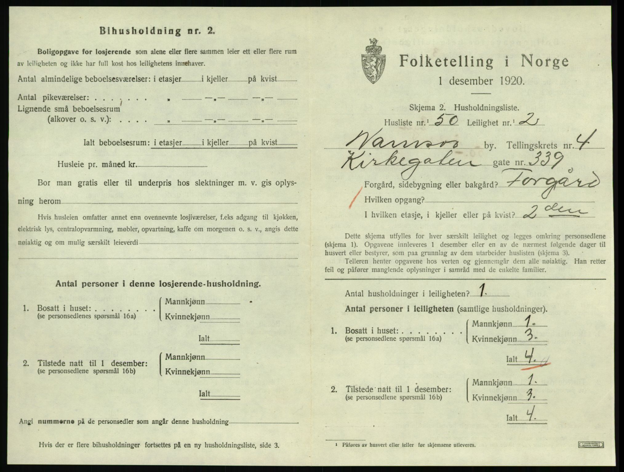 SAT, 1920 census for Namsos, 1920, p. 1587