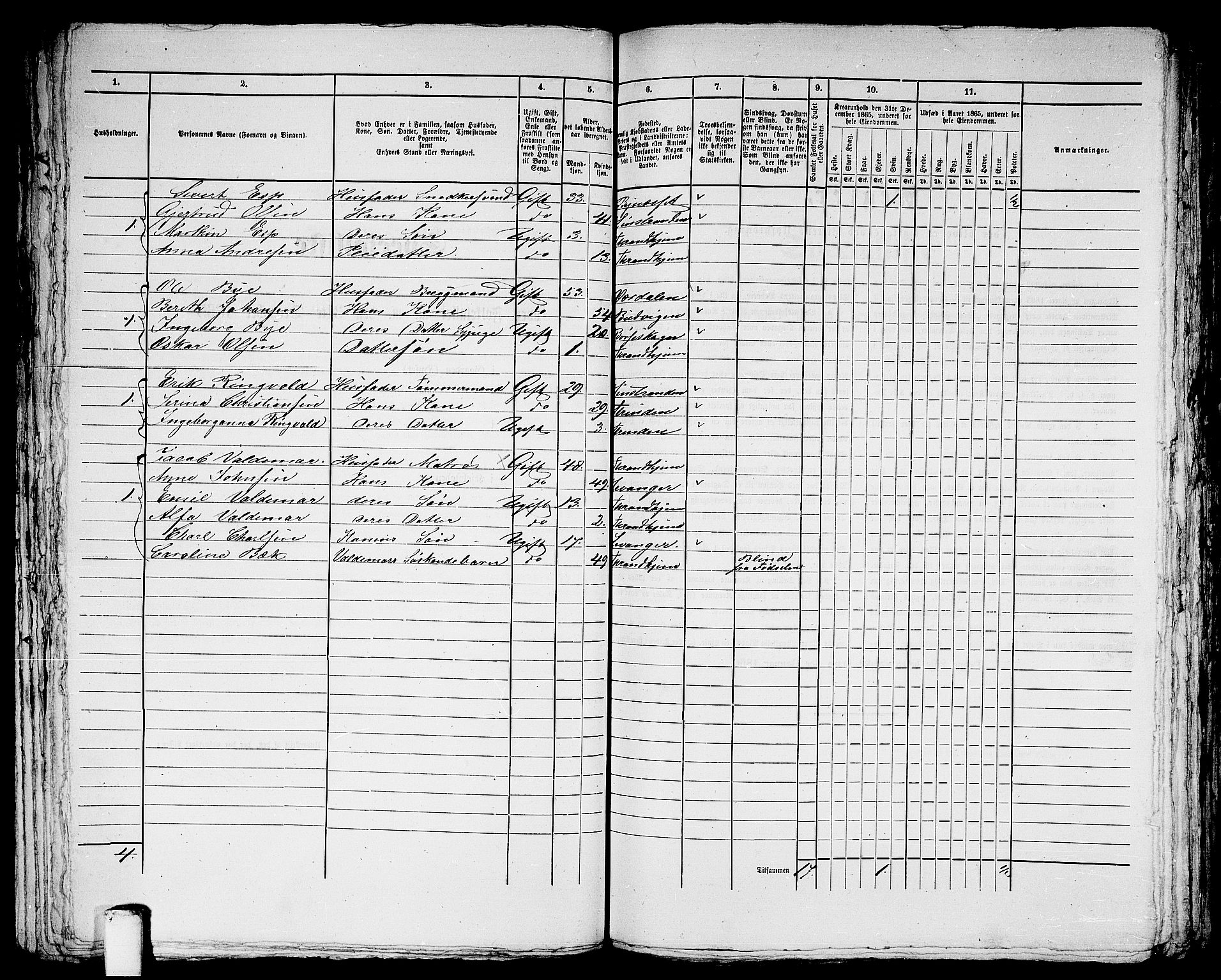 RA, 1865 census for Trondheim, 1865, p. 2842