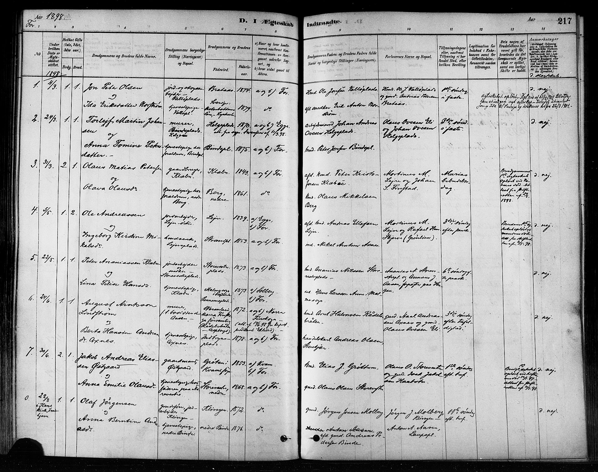 Ministerialprotokoller, klokkerbøker og fødselsregistre - Nord-Trøndelag, SAT/A-1458/746/L0448: Parish register (official) no. 746A07 /1, 1878-1900, p. 217