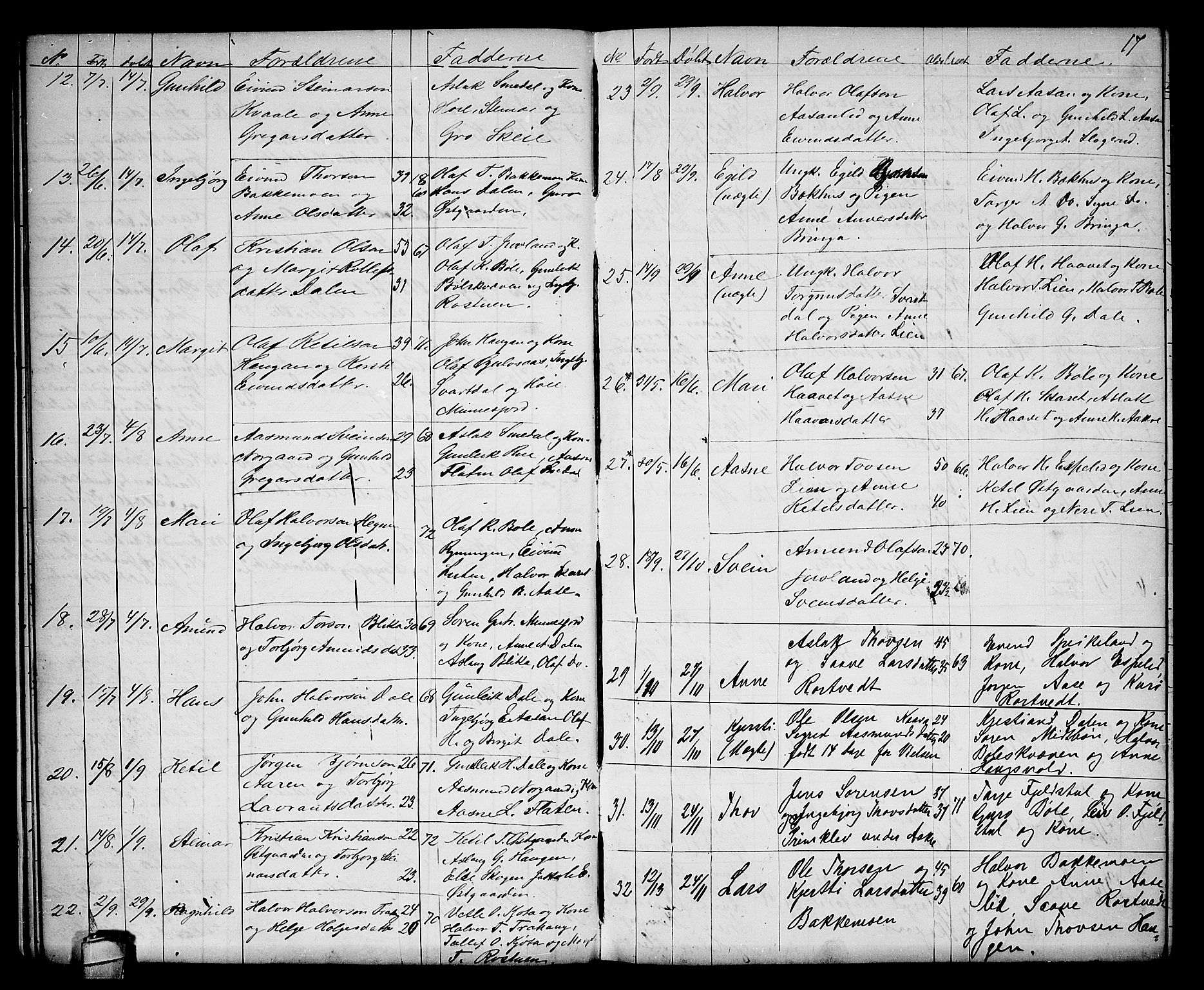 Seljord kirkebøker, SAKO/A-20/G/Gb/L0003: Parish register (copy) no. II 3, 1863-1884, p. 17