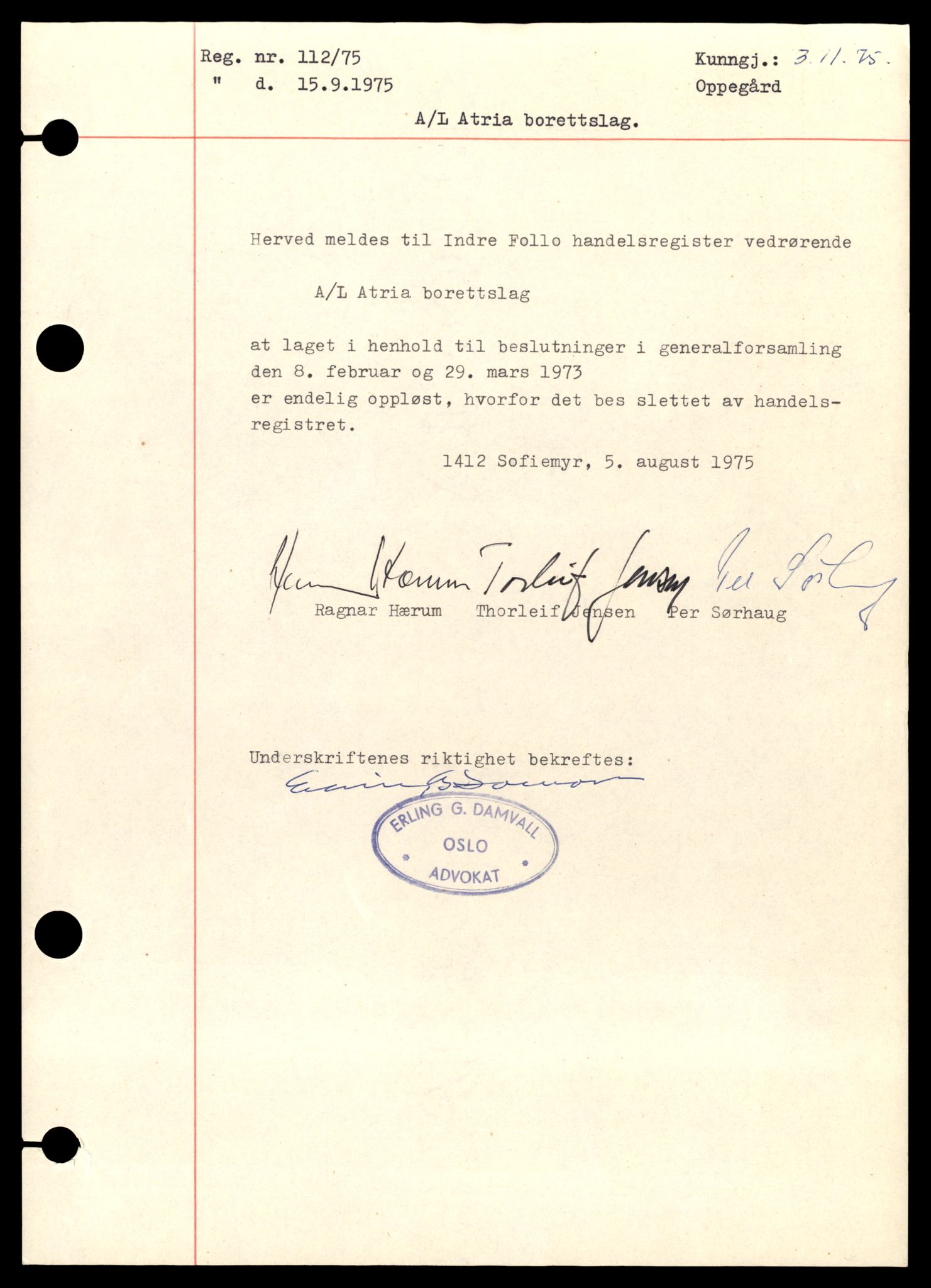 Indre Follo tingrett, AV/SAT-A-10086/K/Kb/Kba/L0027: Andelslag, A - Fl, 1944-1990, p. 5