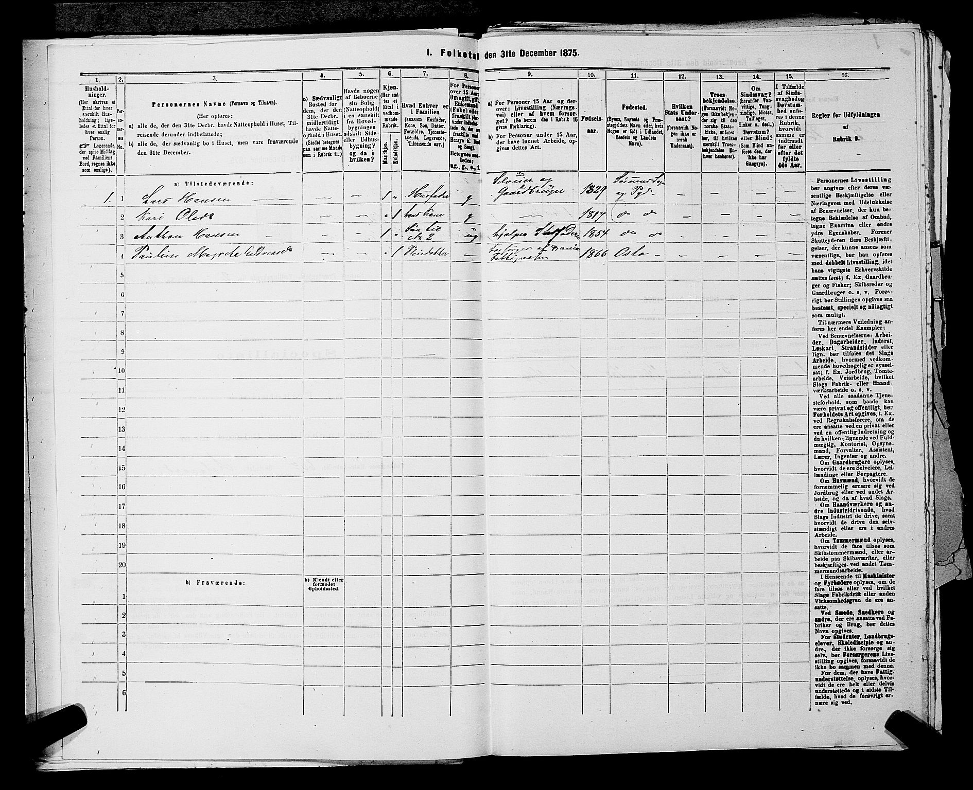 RA, 1875 census for 0226P Sørum, 1875, p. 307