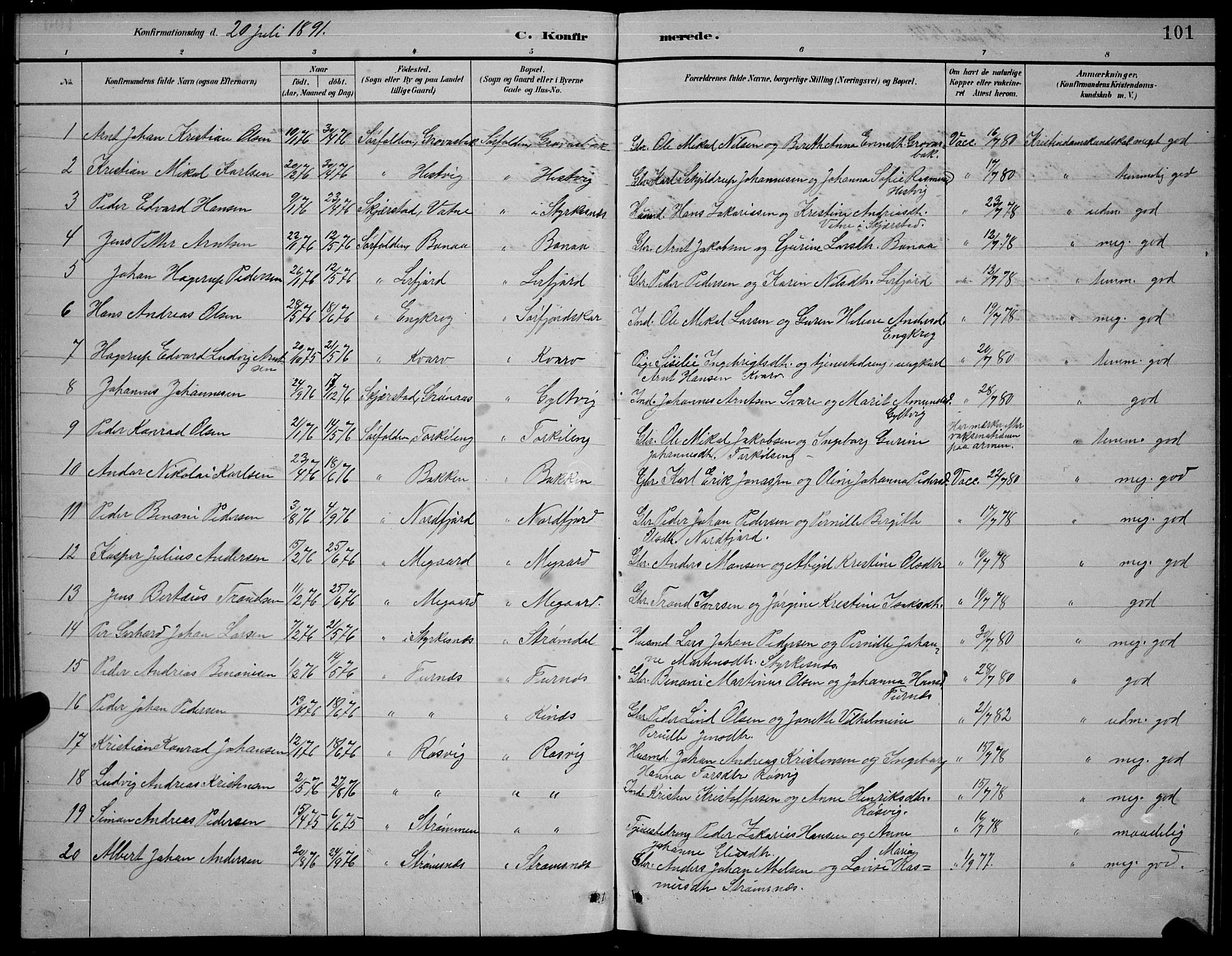 Ministerialprotokoller, klokkerbøker og fødselsregistre - Nordland, AV/SAT-A-1459/854/L0785: Parish register (copy) no. 854C01, 1883-1891, p. 101