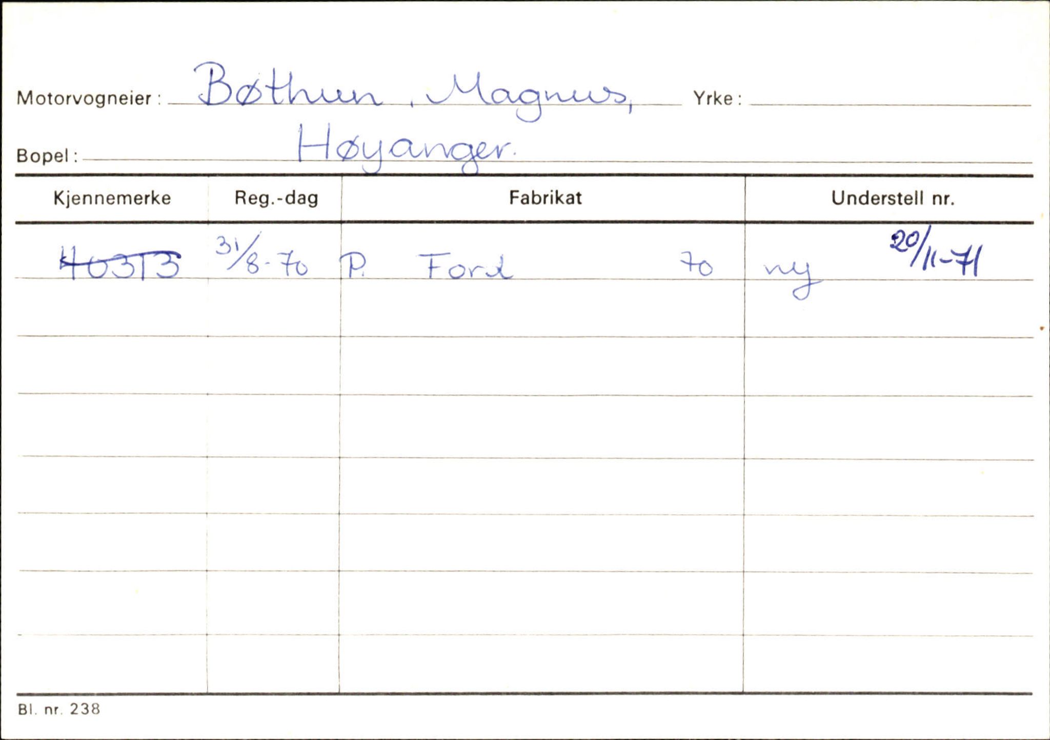 Statens vegvesen, Sogn og Fjordane vegkontor, SAB/A-5301/4/F/L0130: Eigarregister Eid T-Å. Høyanger A-O, 1945-1975, p. 824