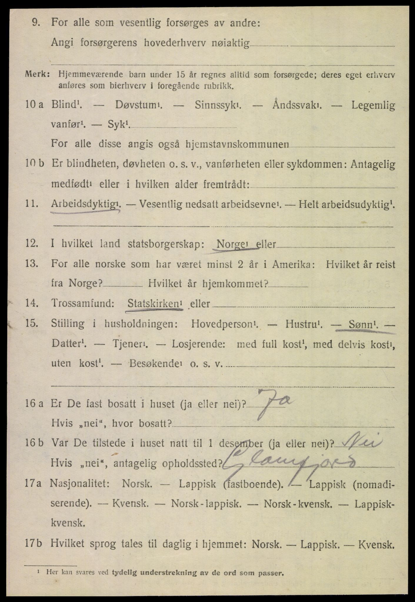 SAT, 1920 census for Gildeskål, 1920, p. 2401