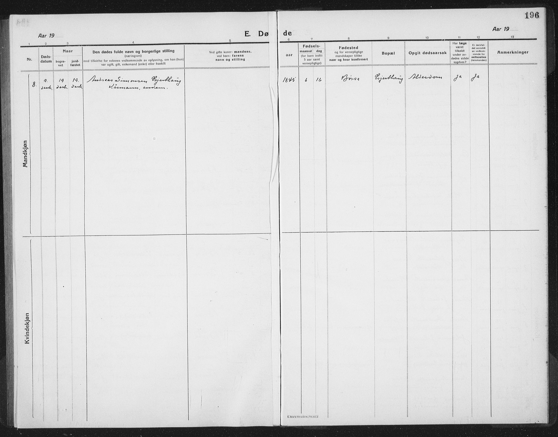 Ministerialprotokoller, klokkerbøker og fødselsregistre - Sør-Trøndelag, SAT/A-1456/665/L0778: Parish register (copy) no. 665C03, 1916-1938, p. 196