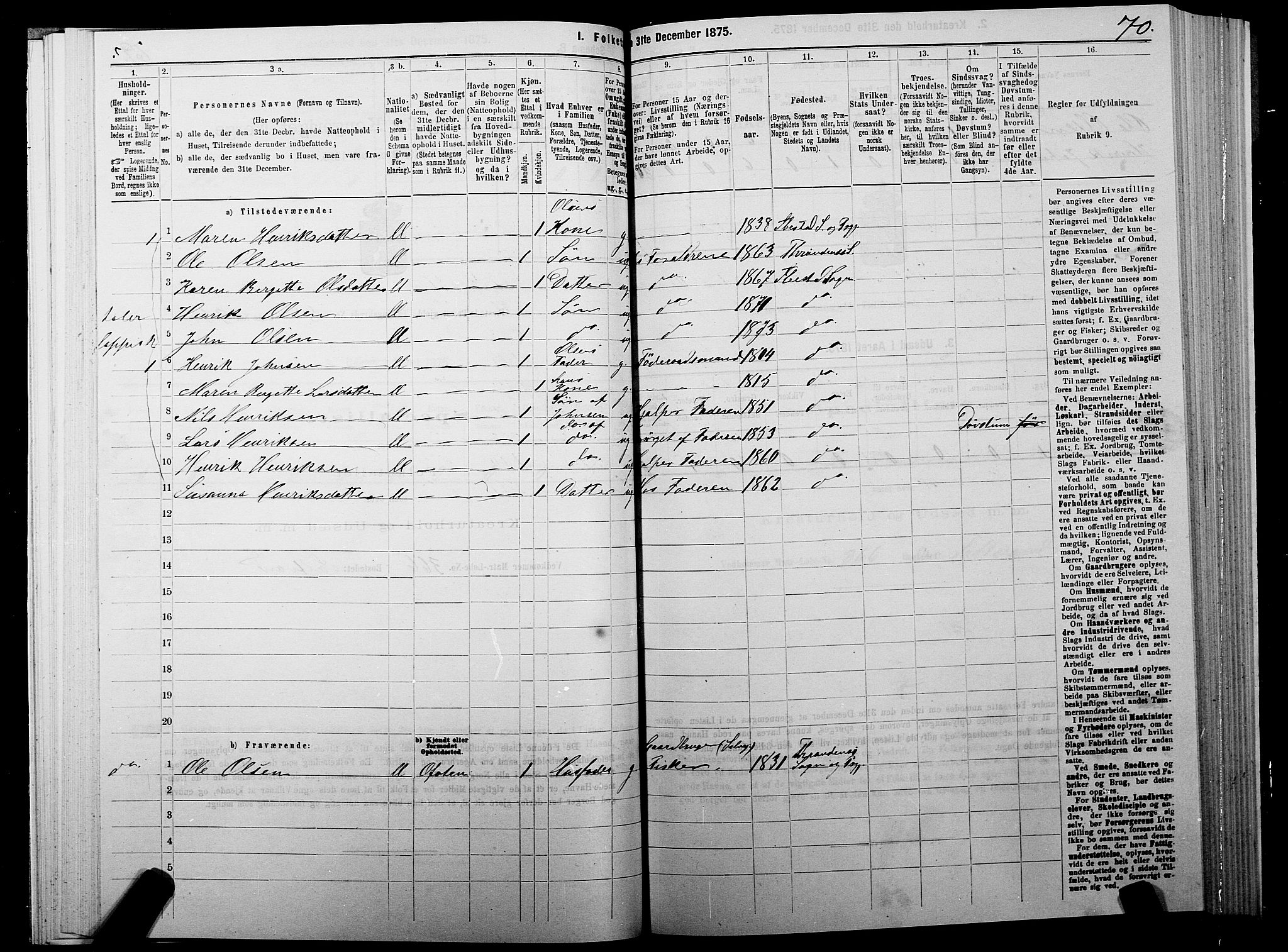 SATØ, 1875 census for 1917P Ibestad, 1875, p. 5070