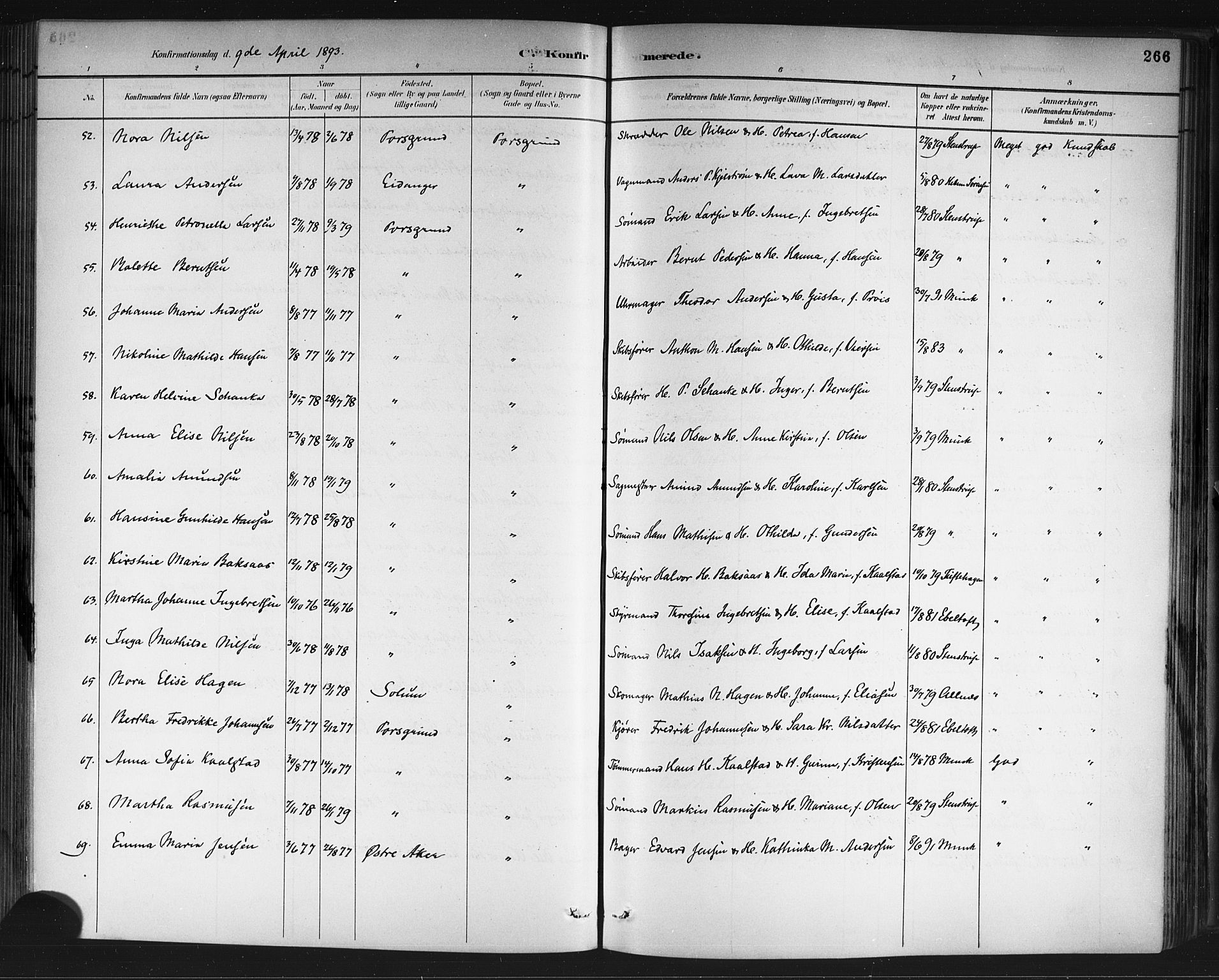 Porsgrunn kirkebøker , AV/SAKO-A-104/G/Gb/L0005: Parish register (copy) no. II 5, 1883-1915, p. 266