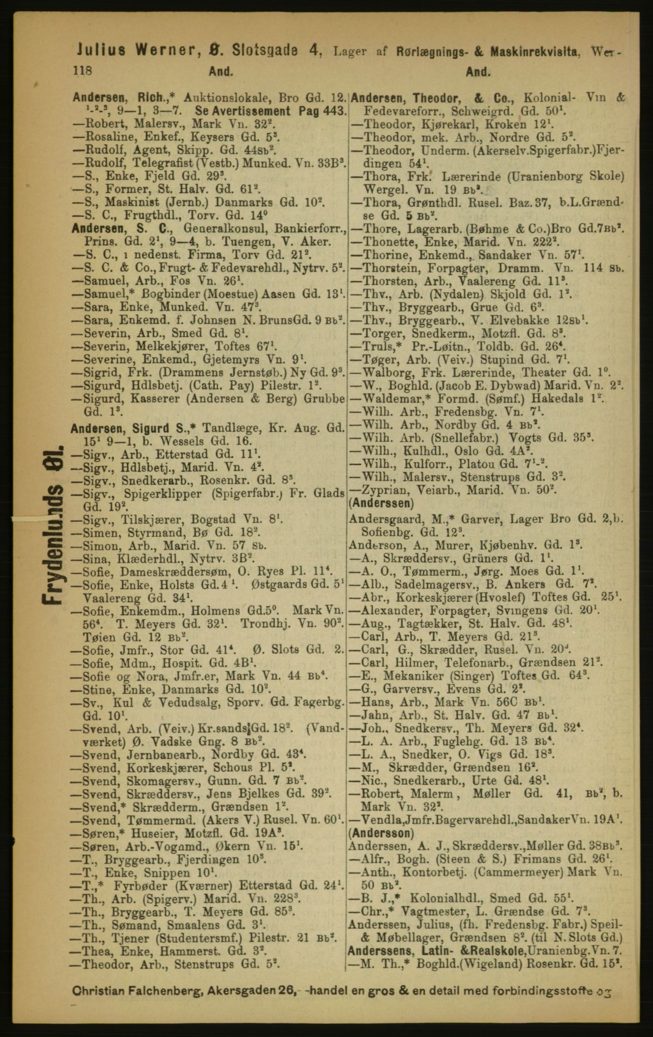 Kristiania/Oslo adressebok, PUBL/-, 1891, p. 118