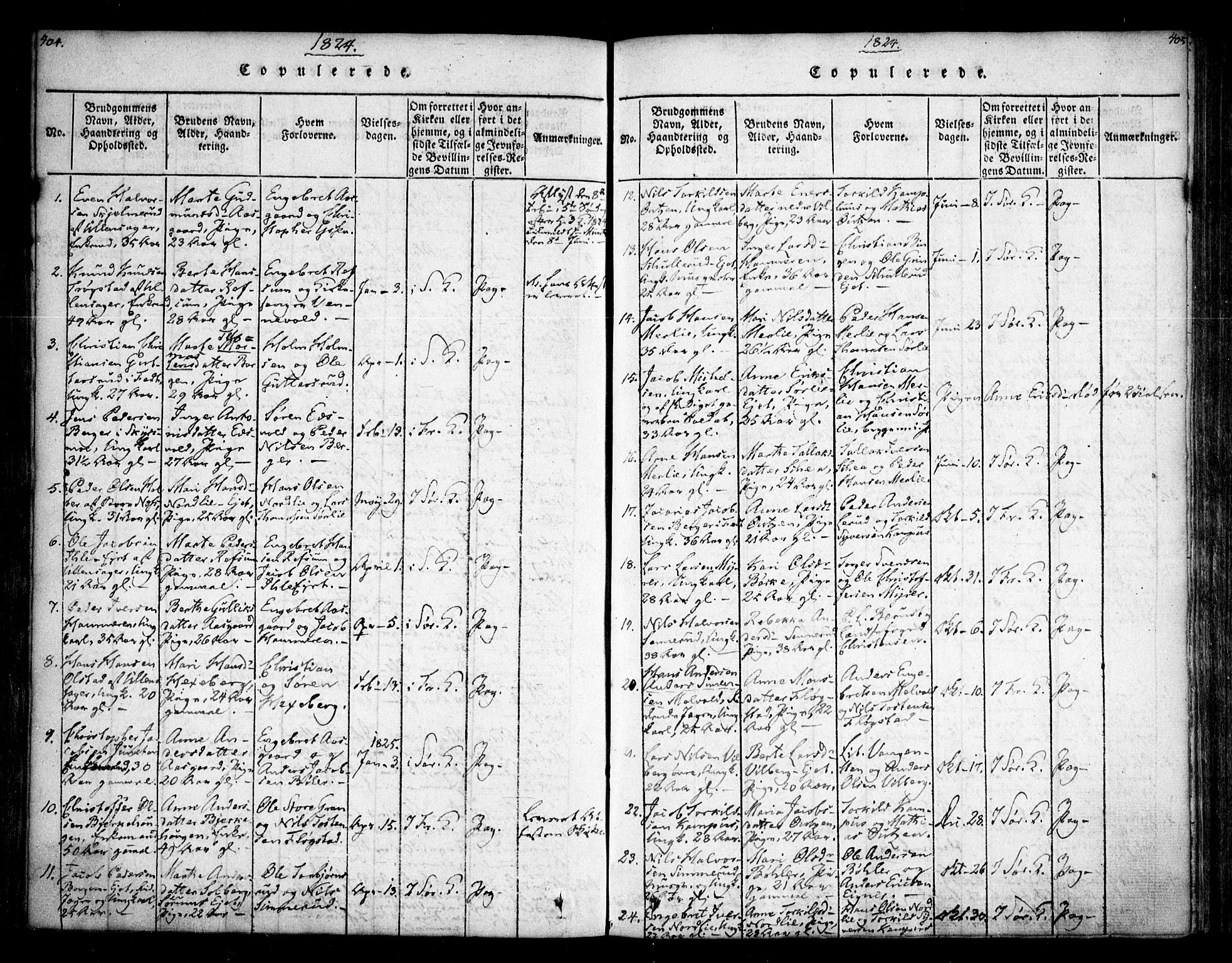 Sørum prestekontor Kirkebøker, SAO/A-10303/F/Fa/L0003: Parish register (official) no. I 3, 1814-1829, p. 404-405