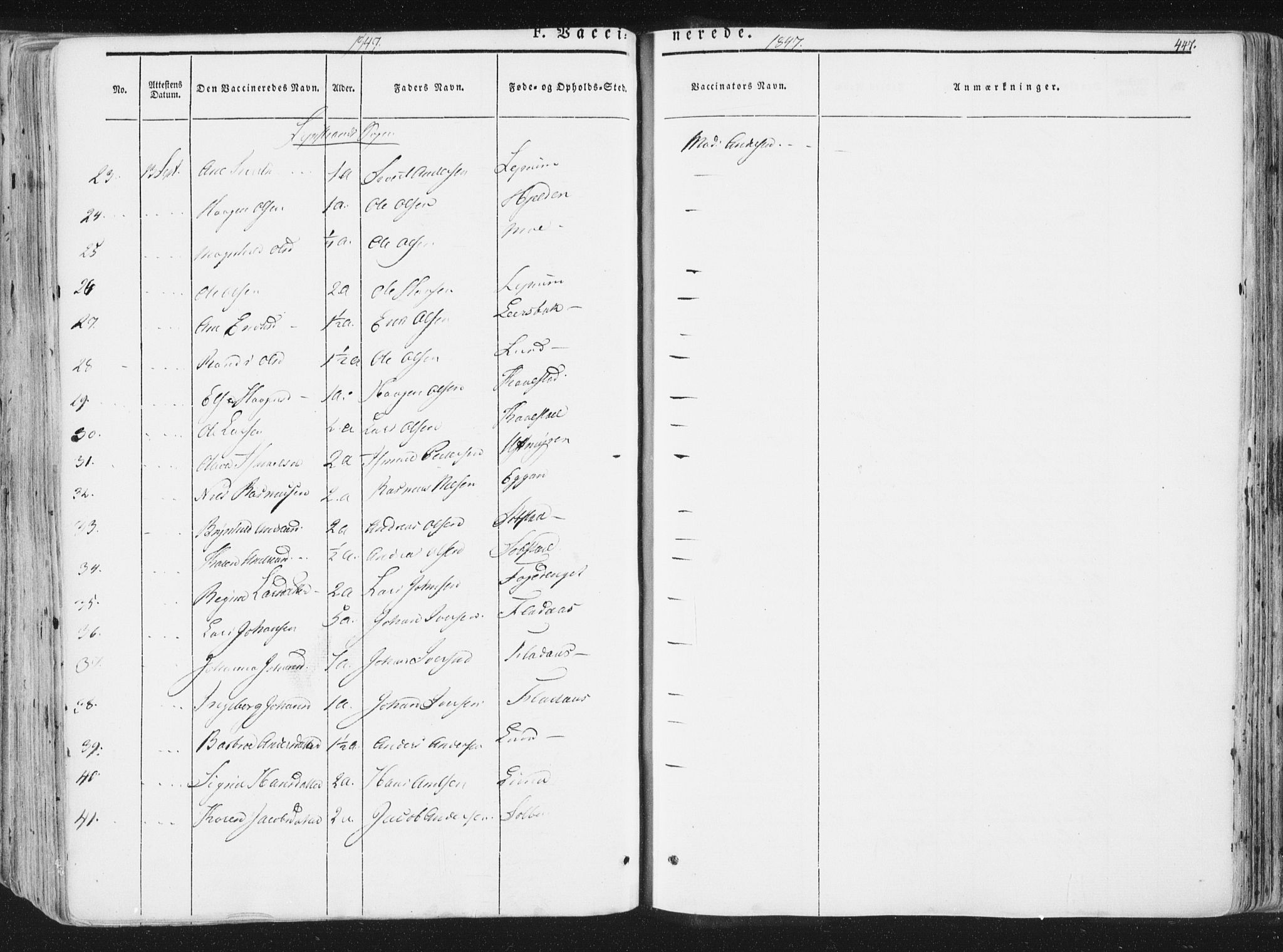 Ministerialprotokoller, klokkerbøker og fødselsregistre - Sør-Trøndelag, AV/SAT-A-1456/691/L1074: Parish register (official) no. 691A06, 1842-1852, p. 447